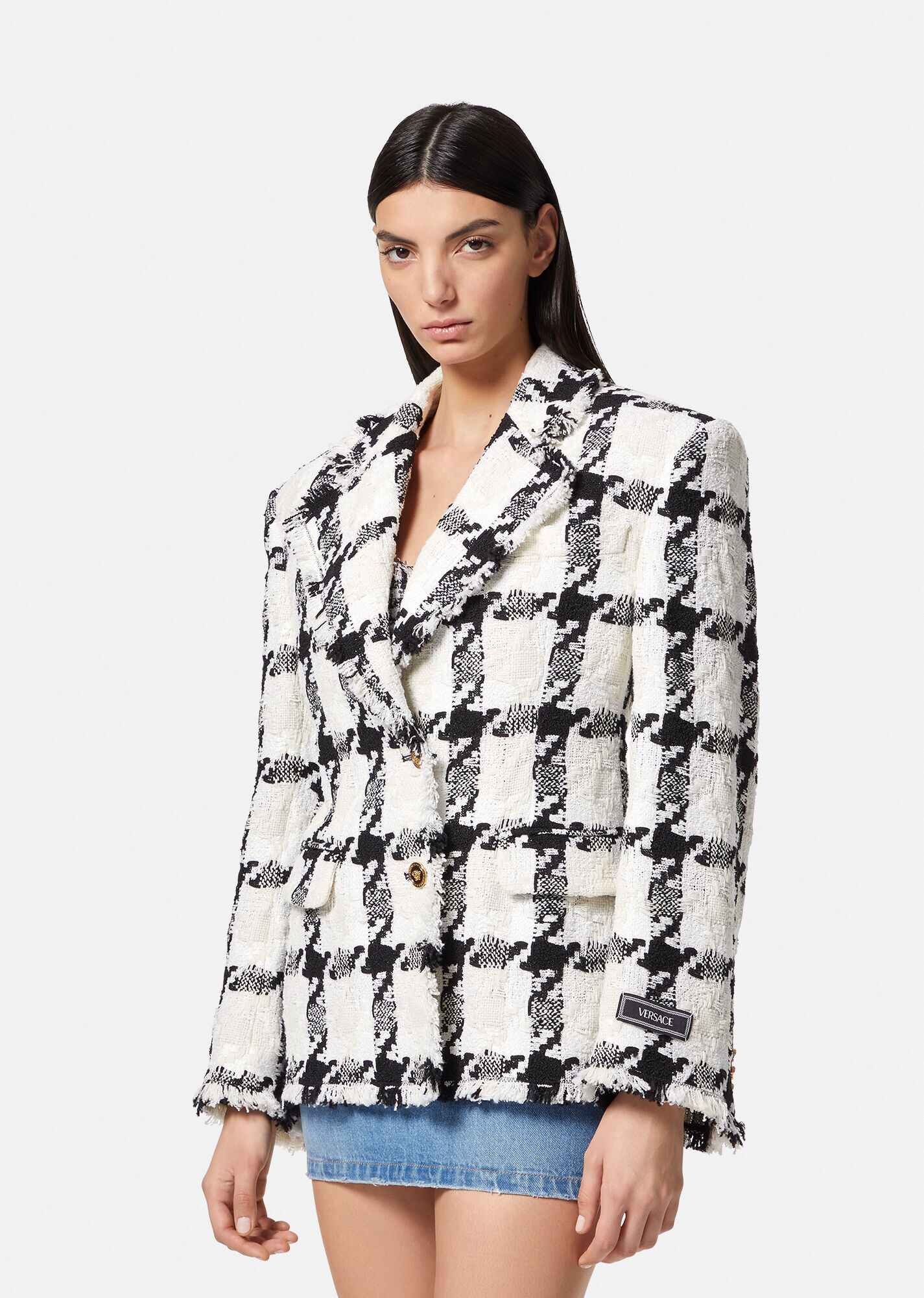 Medusa Checked Tweed Blazer - 3