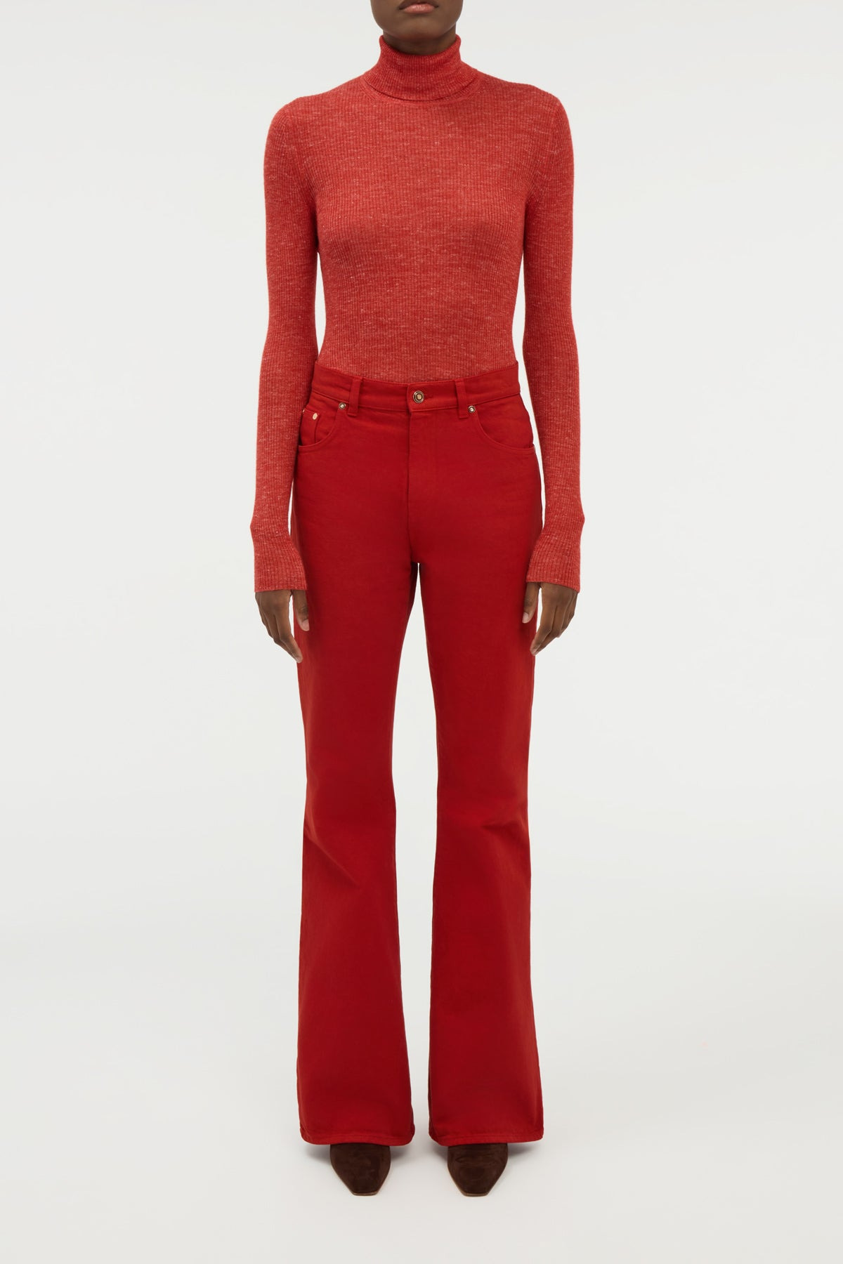 Aldona Knit Turtleneck in Antelope Orange Cashmere Silk with Hemp - 4