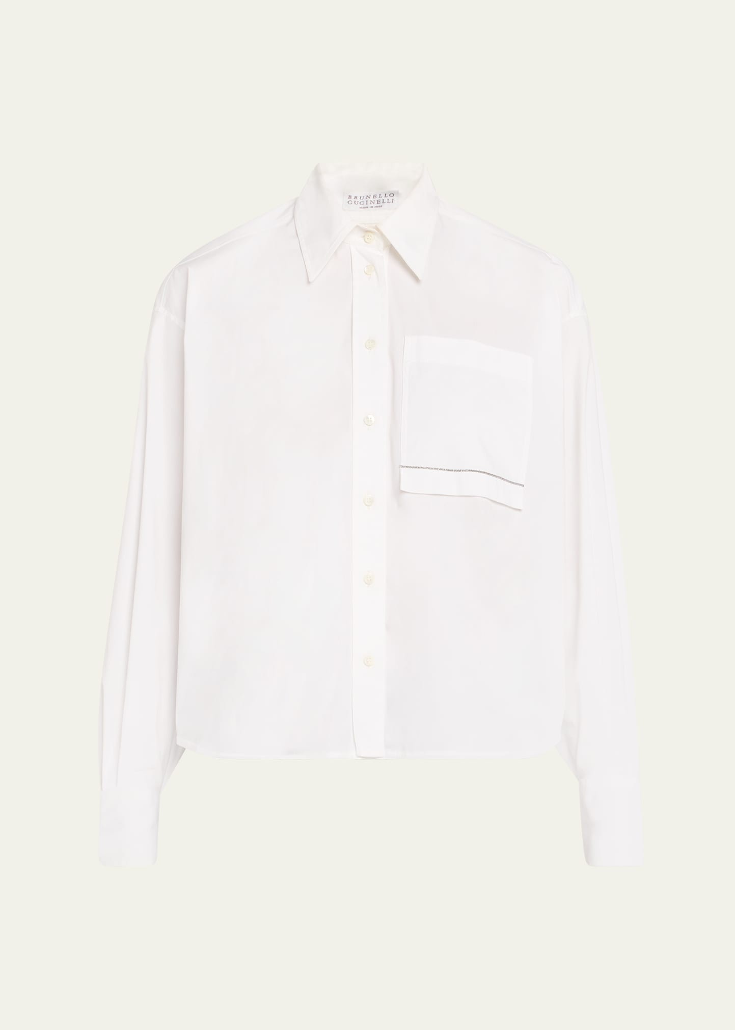 Cropped Poplin Pocket Blouse - 1