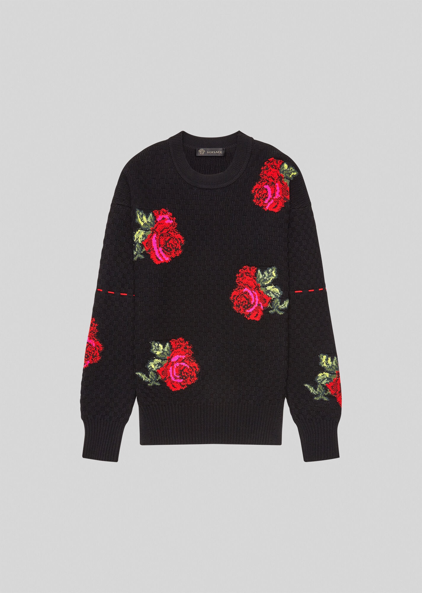 Rose Accent Wool Sweater - 1