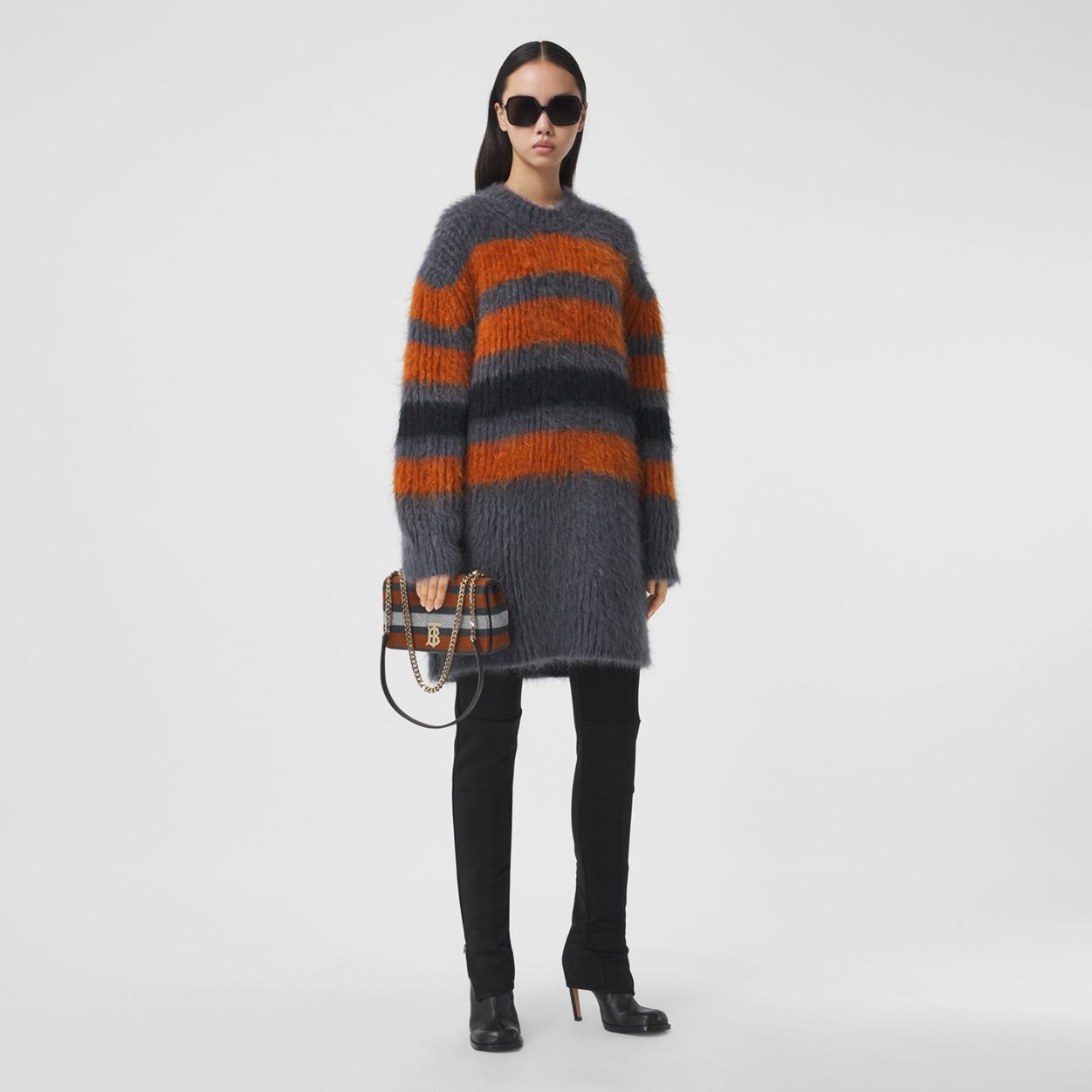 Stripe Intarsia Mohair Silk Oversized Sweater - 2