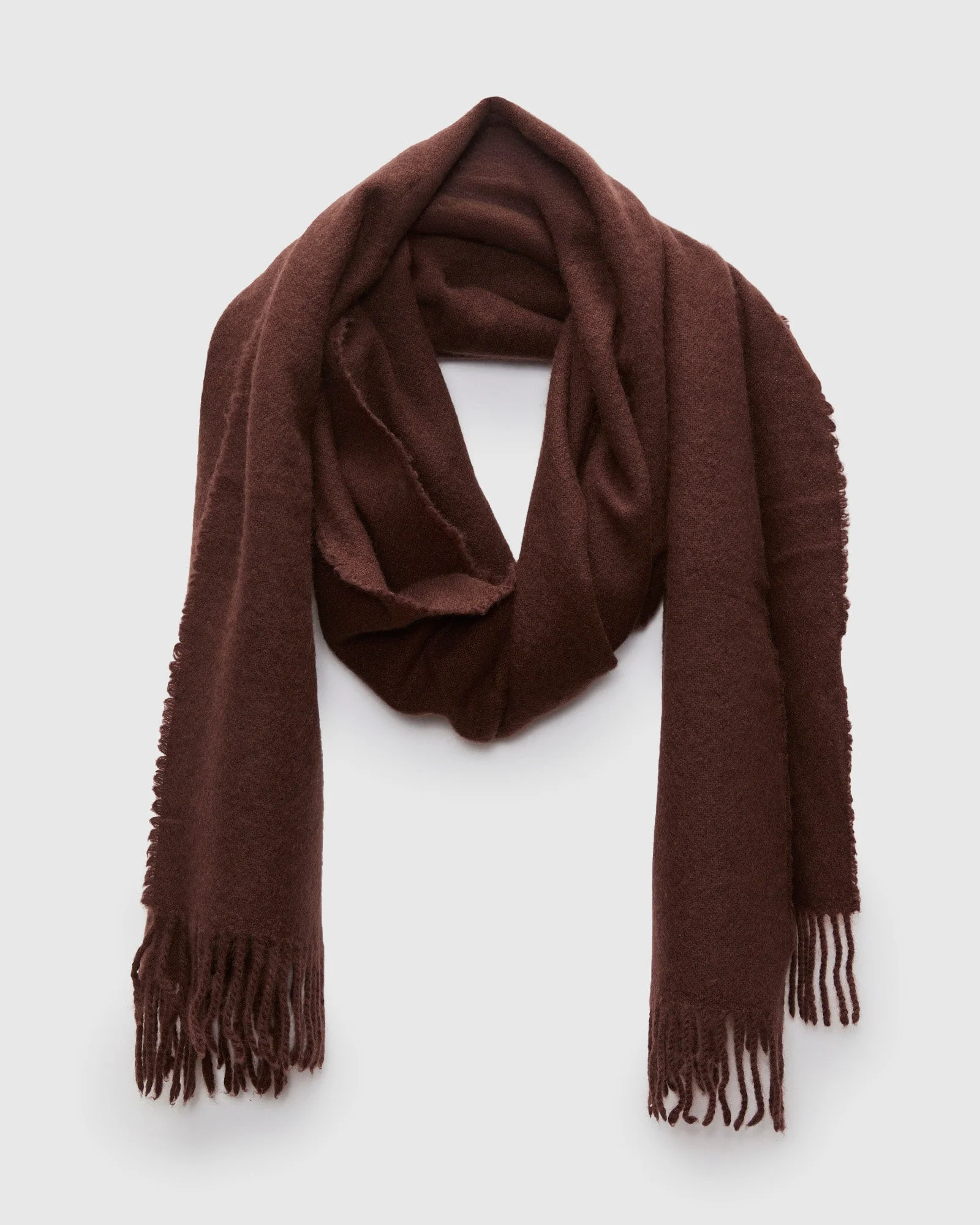 Cashmere Fringe Stole in Brown - 1