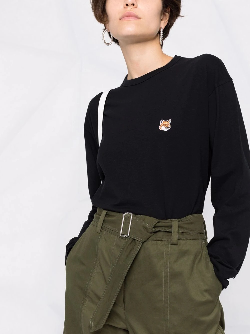 embroidered-logo long-sleeve top - 9