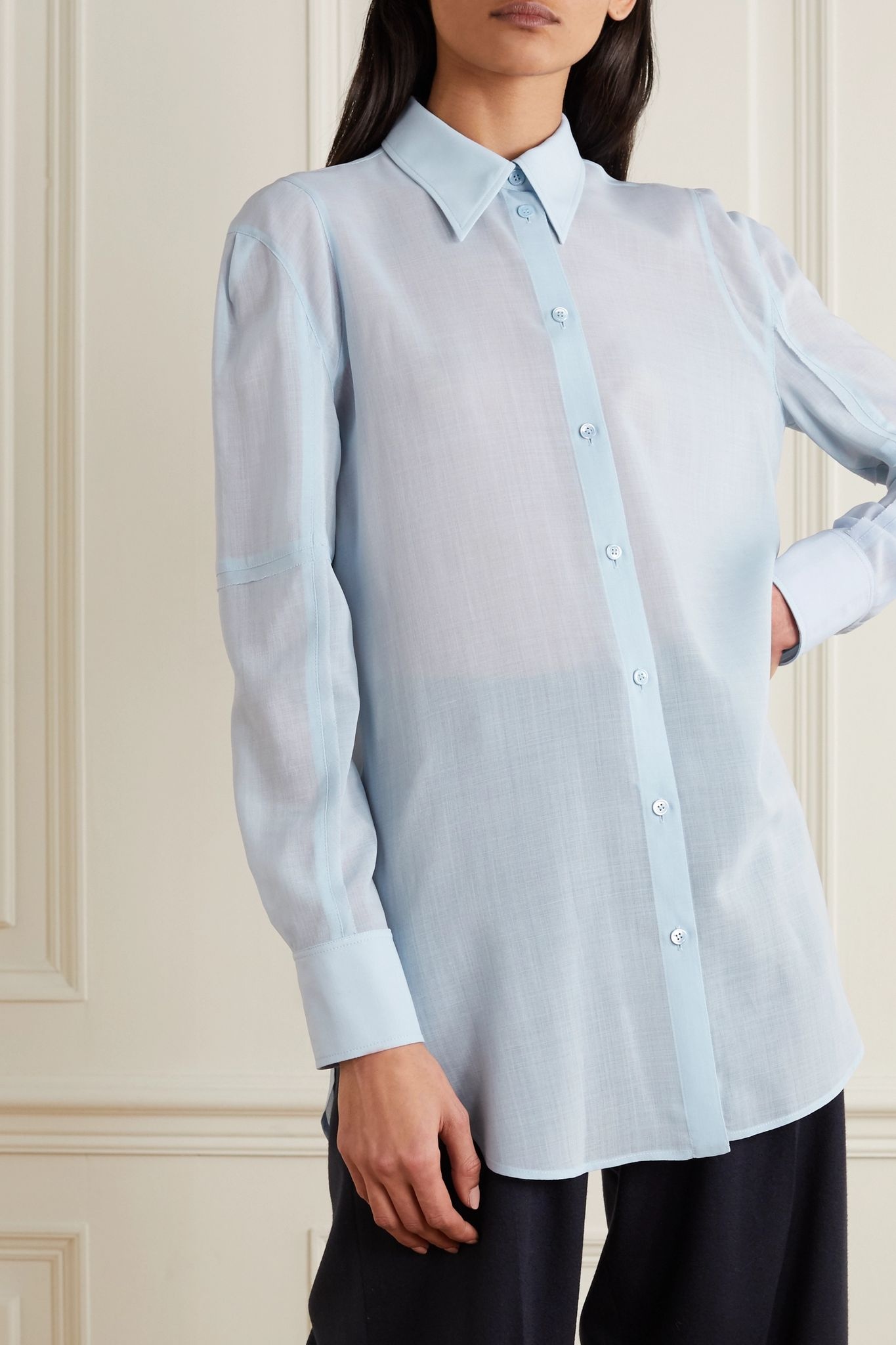 Wool-blend voile shirt - 3