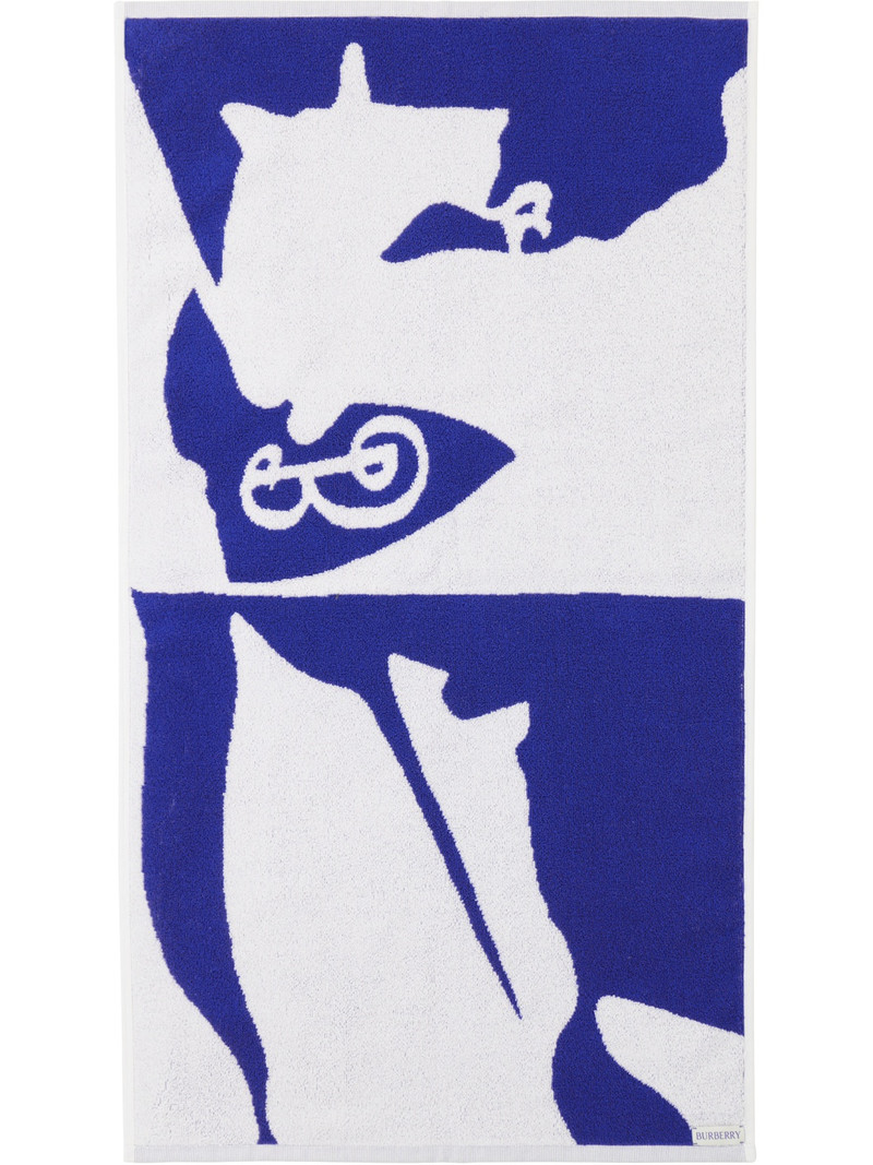 Burberry Navy & White Split EKD Hand Towel outlook