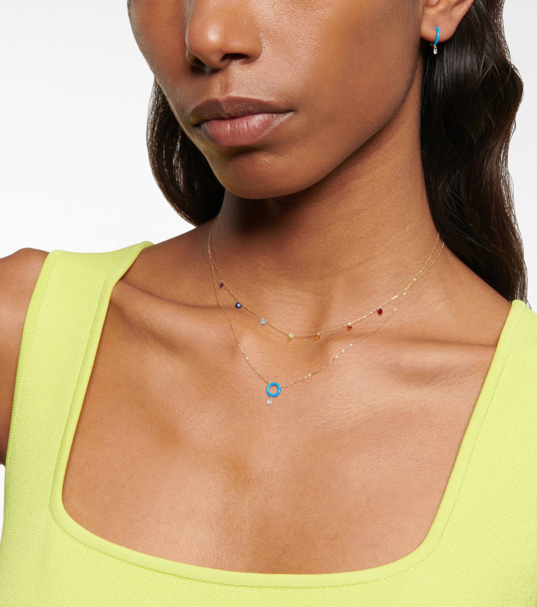 18kt gold chain necklace with white diamond - 5