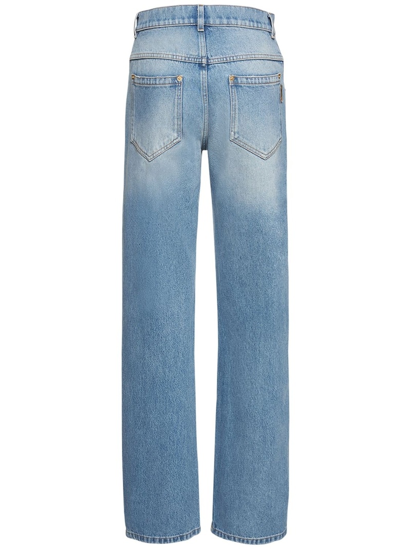 High waist vintage denim straight jeans - 5