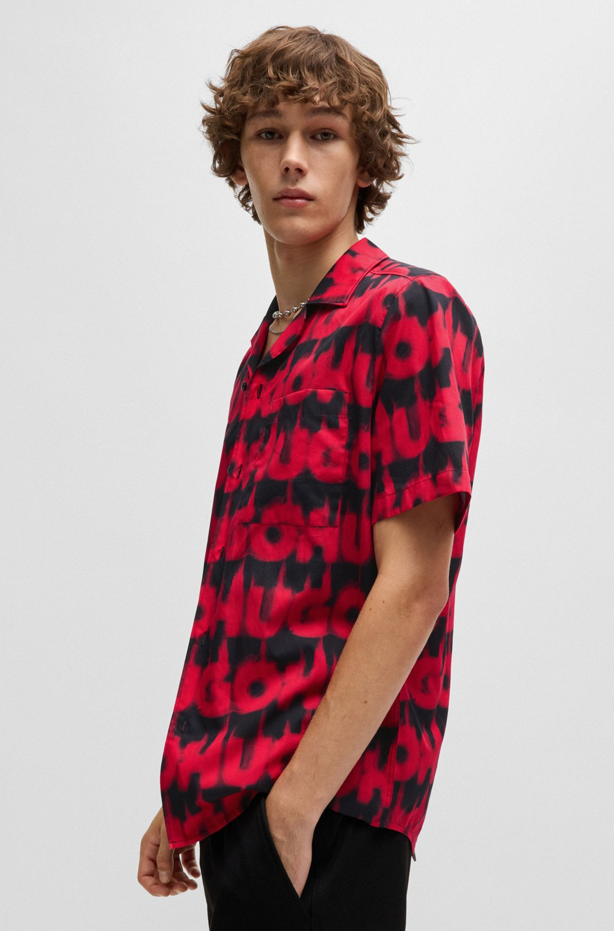 RELAXED-FIT SHIRT IN COTTON WITH SMOKE-LOGO PRINT - 6