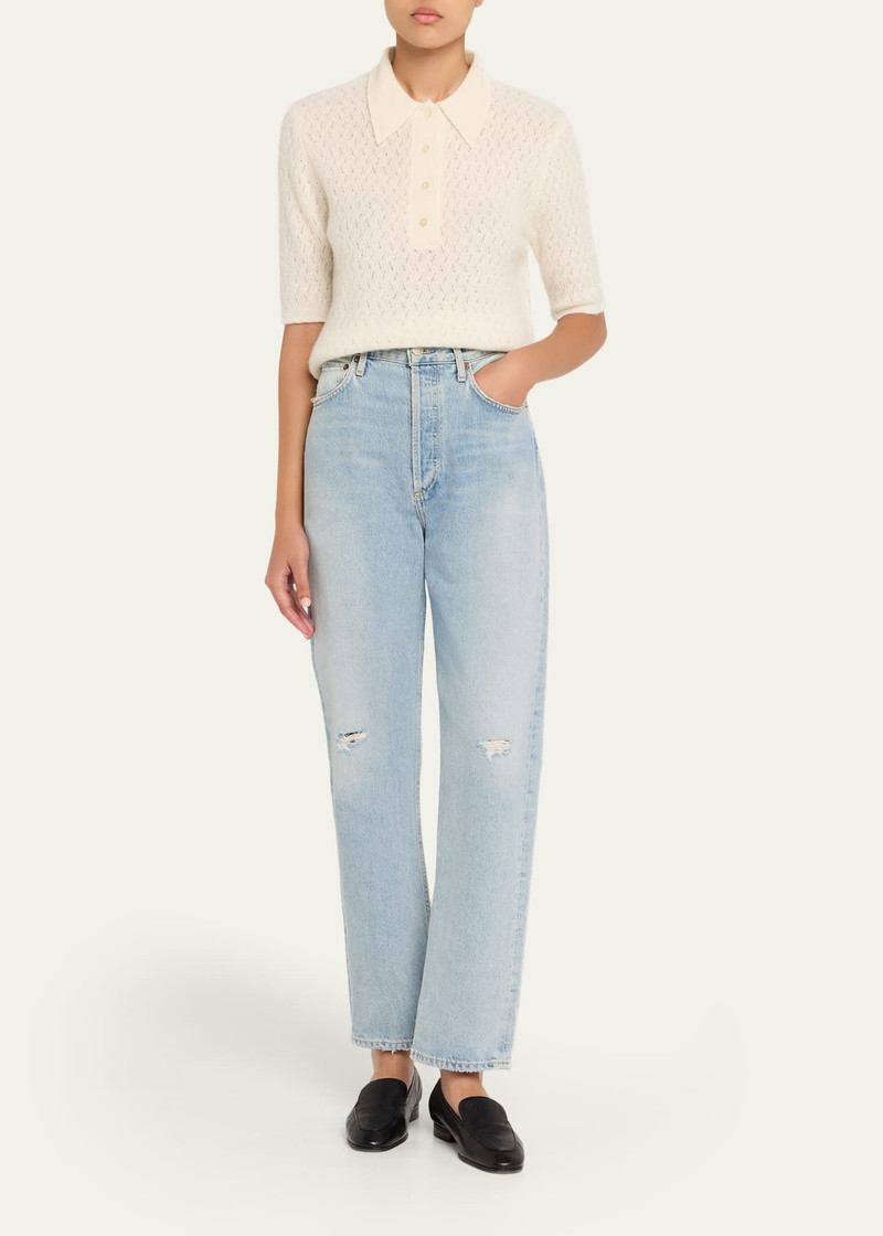 OFFICINE GÉNÉRALE Naya Lace Alpaca Wool Polo Shirt outlook
