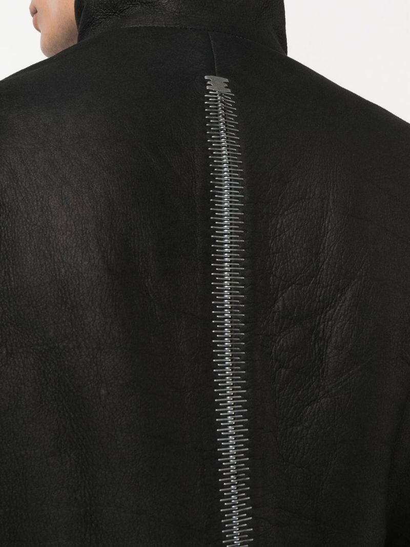 crinkled zip-up leather jacket - 5