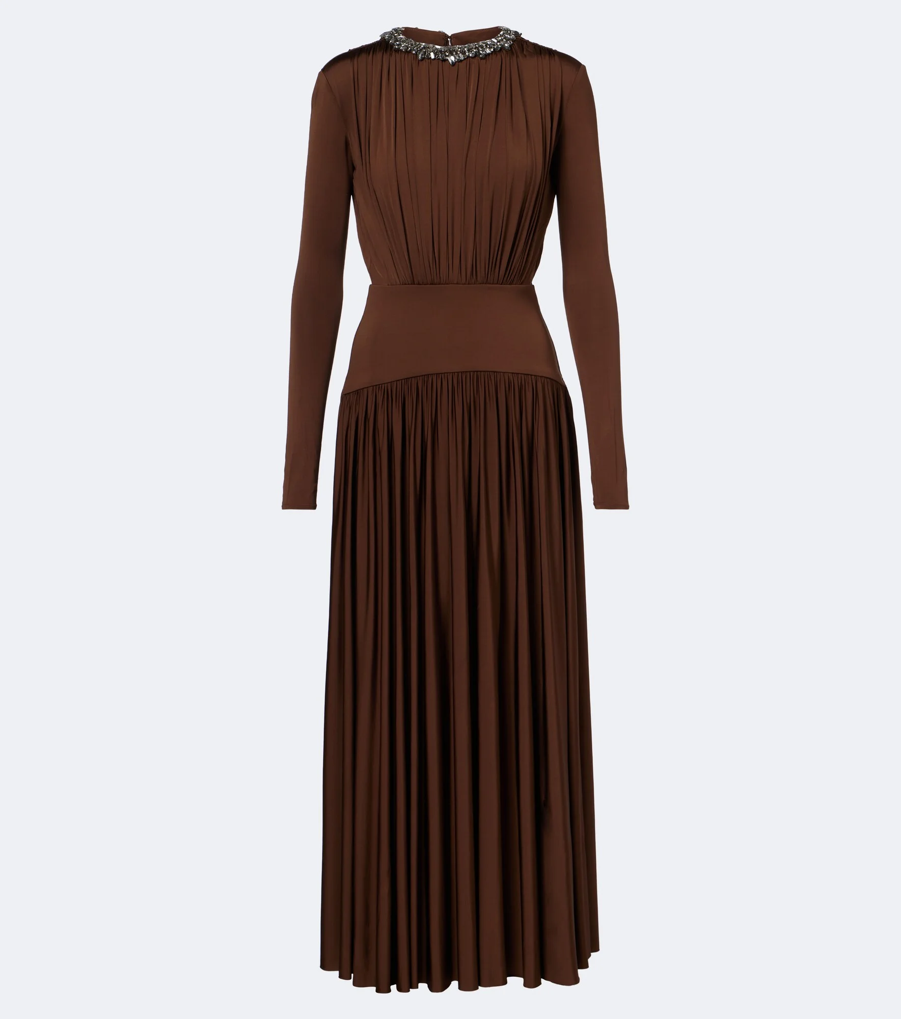 Embellished gathered jersey maxi dress - 1