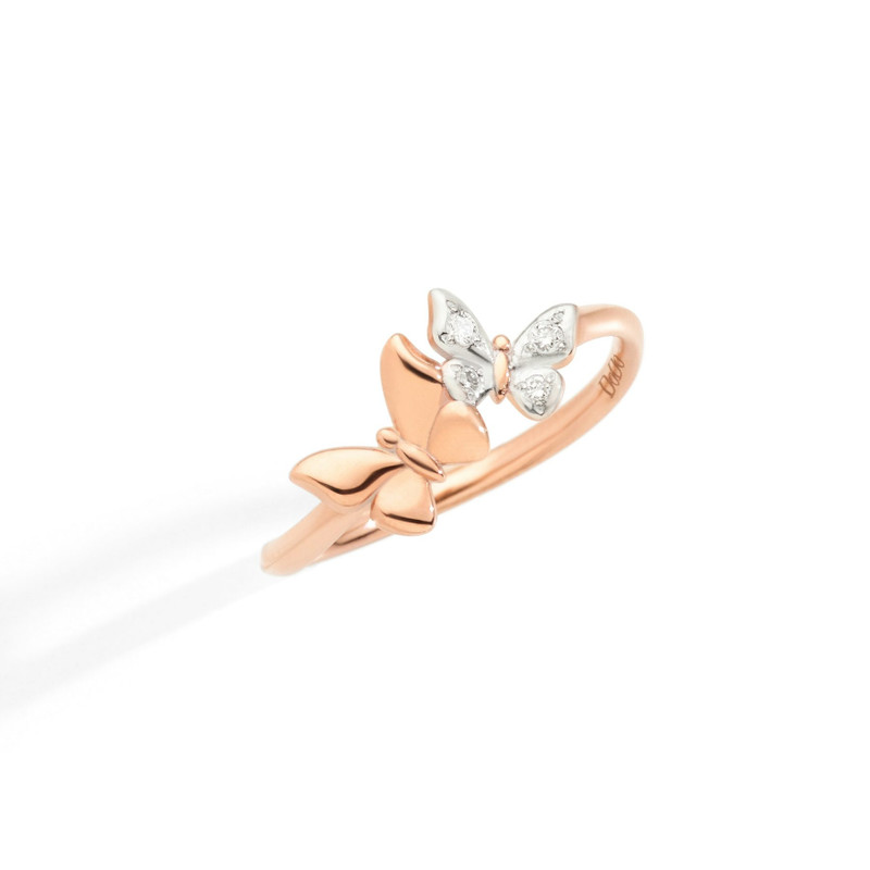 ROSE GOLD & WHITE DIAMOND BUTTERFLY RING 1