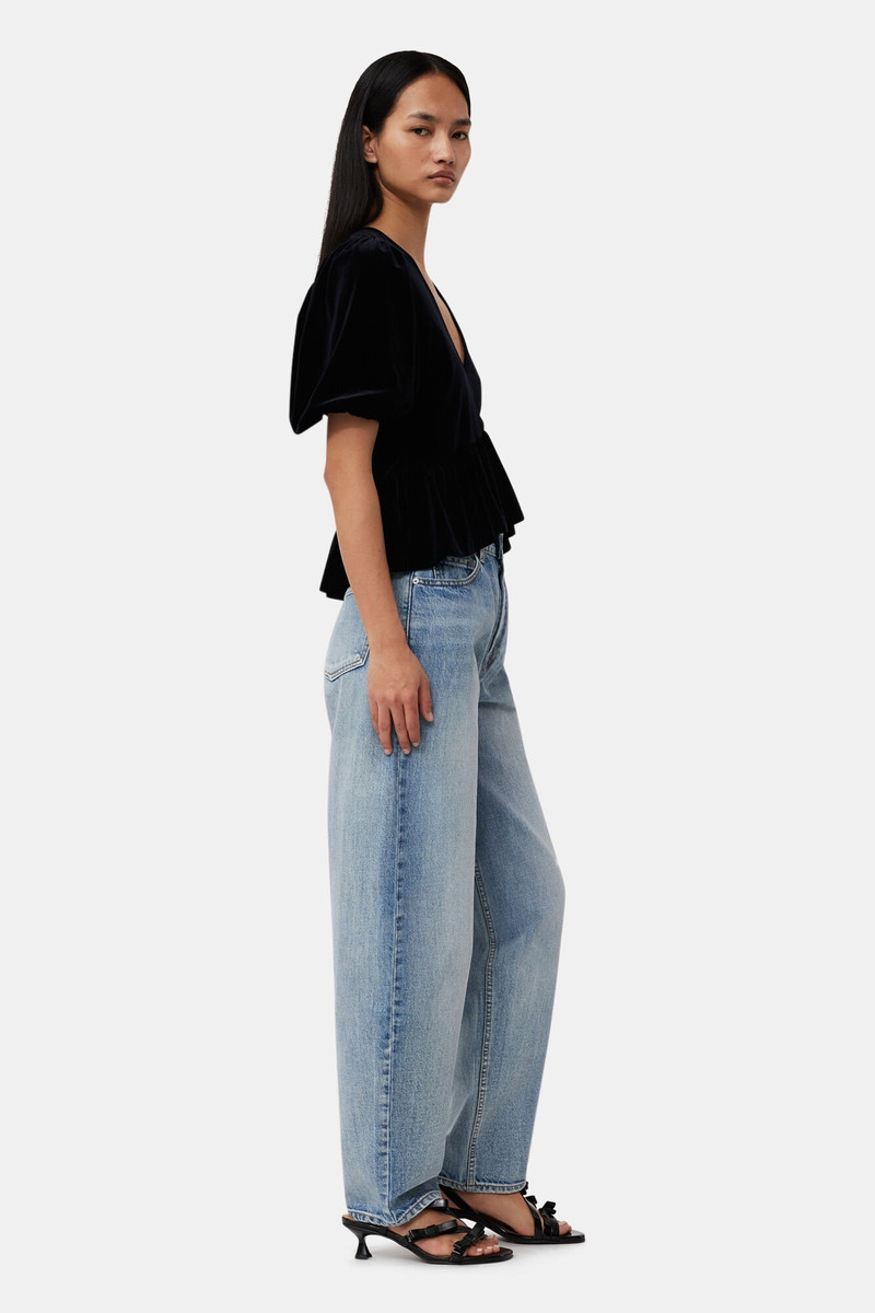 BLACK VELVET JERSEY V-NECK BLOUSE 5