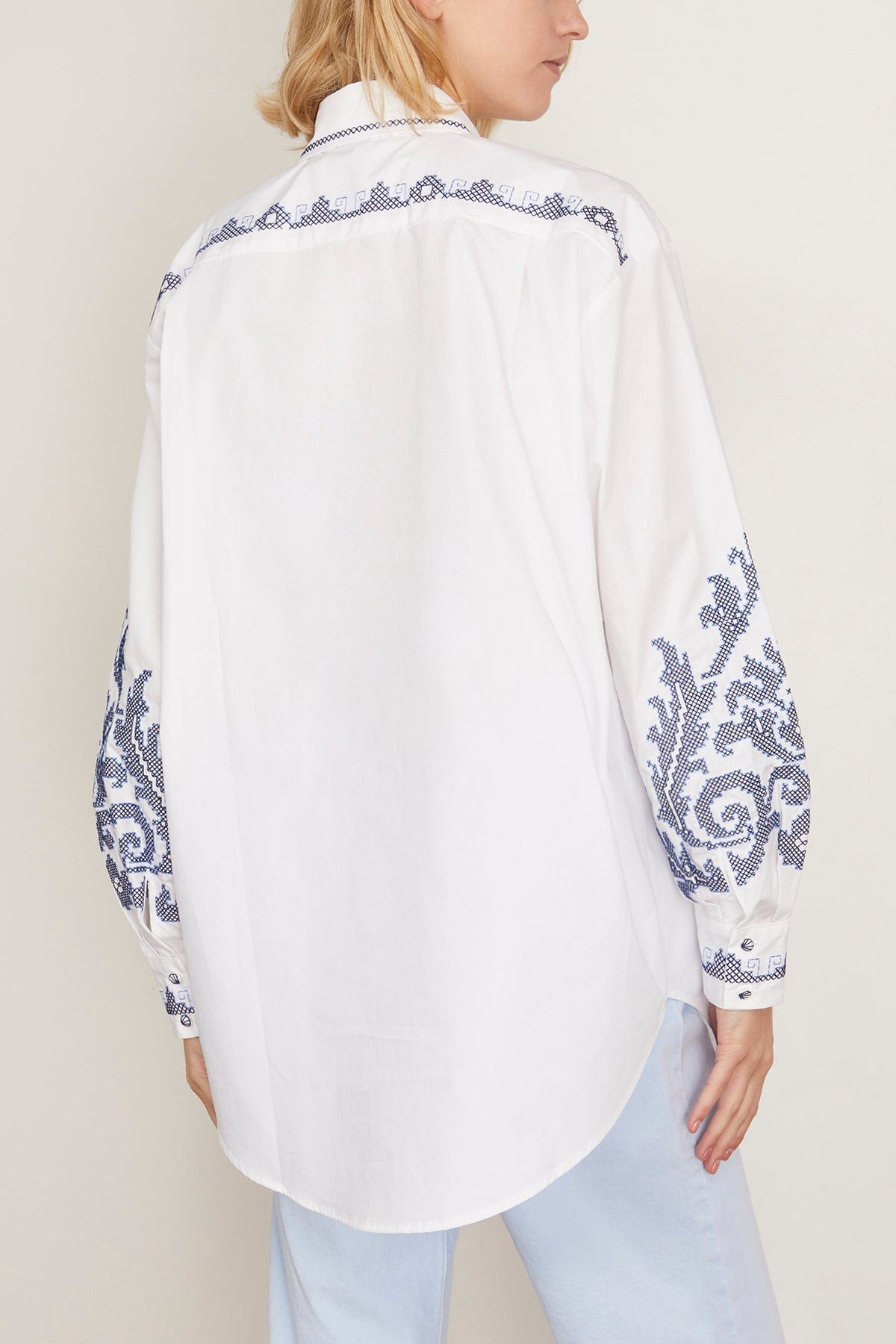 Hazel Embroidered Shirt in White - 4