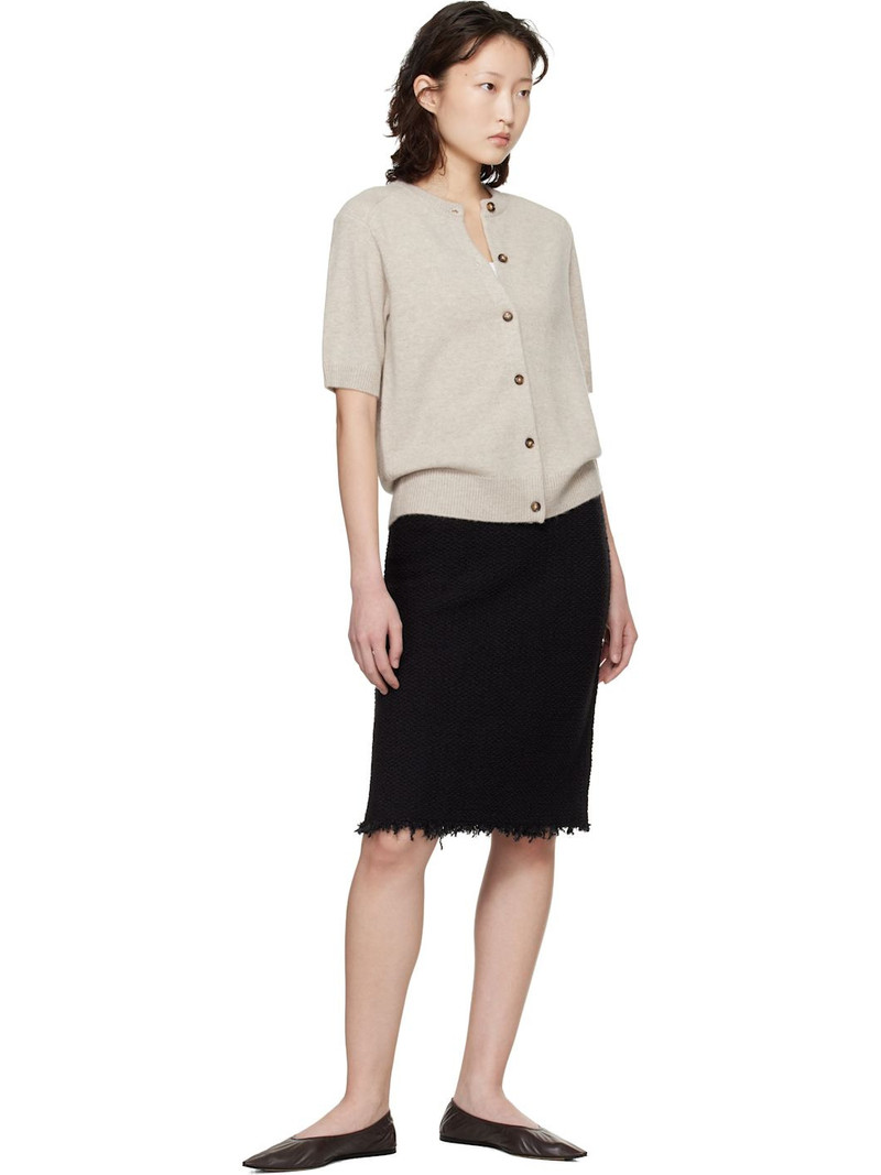 Loulou de Saison Beige Jodi Short-Sleeve Cashmere Cardigan outlook