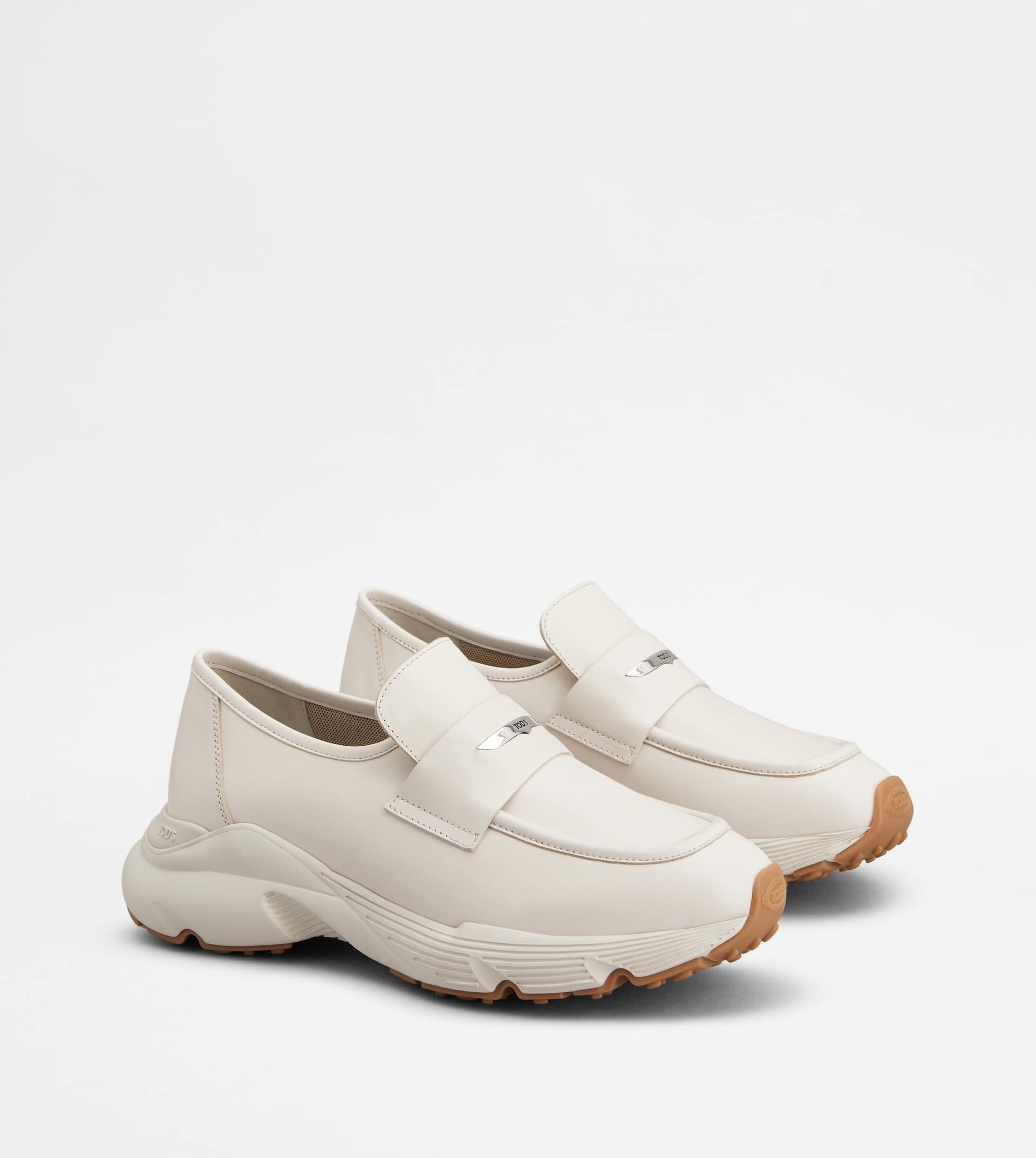 SPORTY LOAFERS IN LEATHER - OFF WHITE - 2