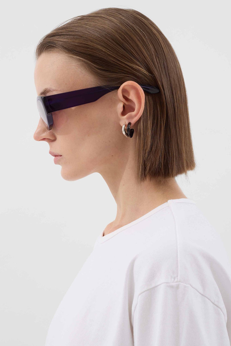 SUNNEI SINGLE METALLIZED EARRING / brown shiny outlook