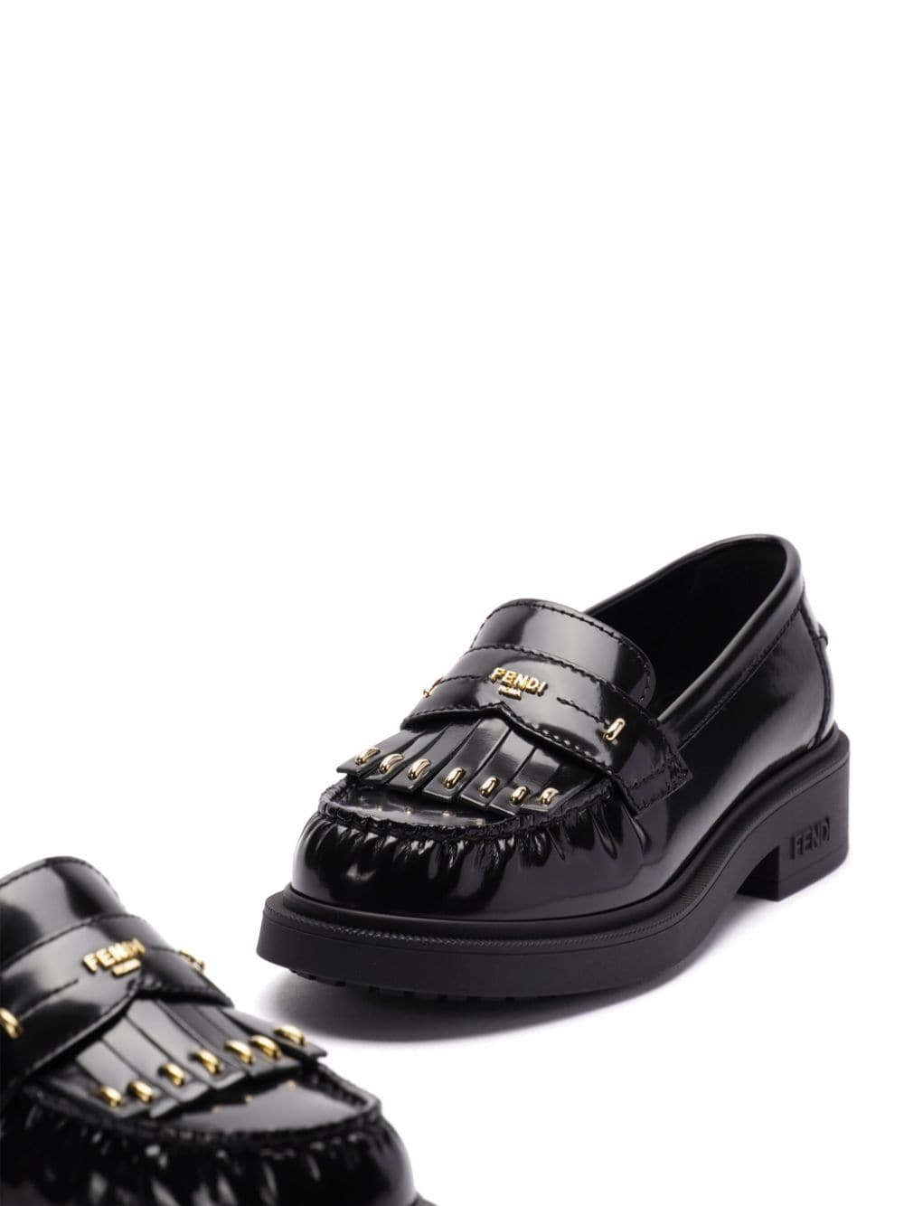 logo-plaque leather loafers - 2