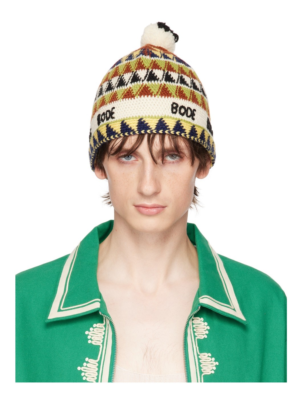 Multicolor Delta Jacquard Beanie - 1