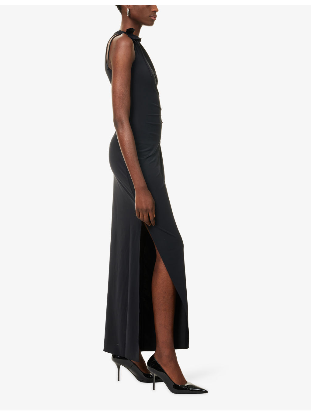 Asymmetric Flower Stretch-Jersey Gown - 3