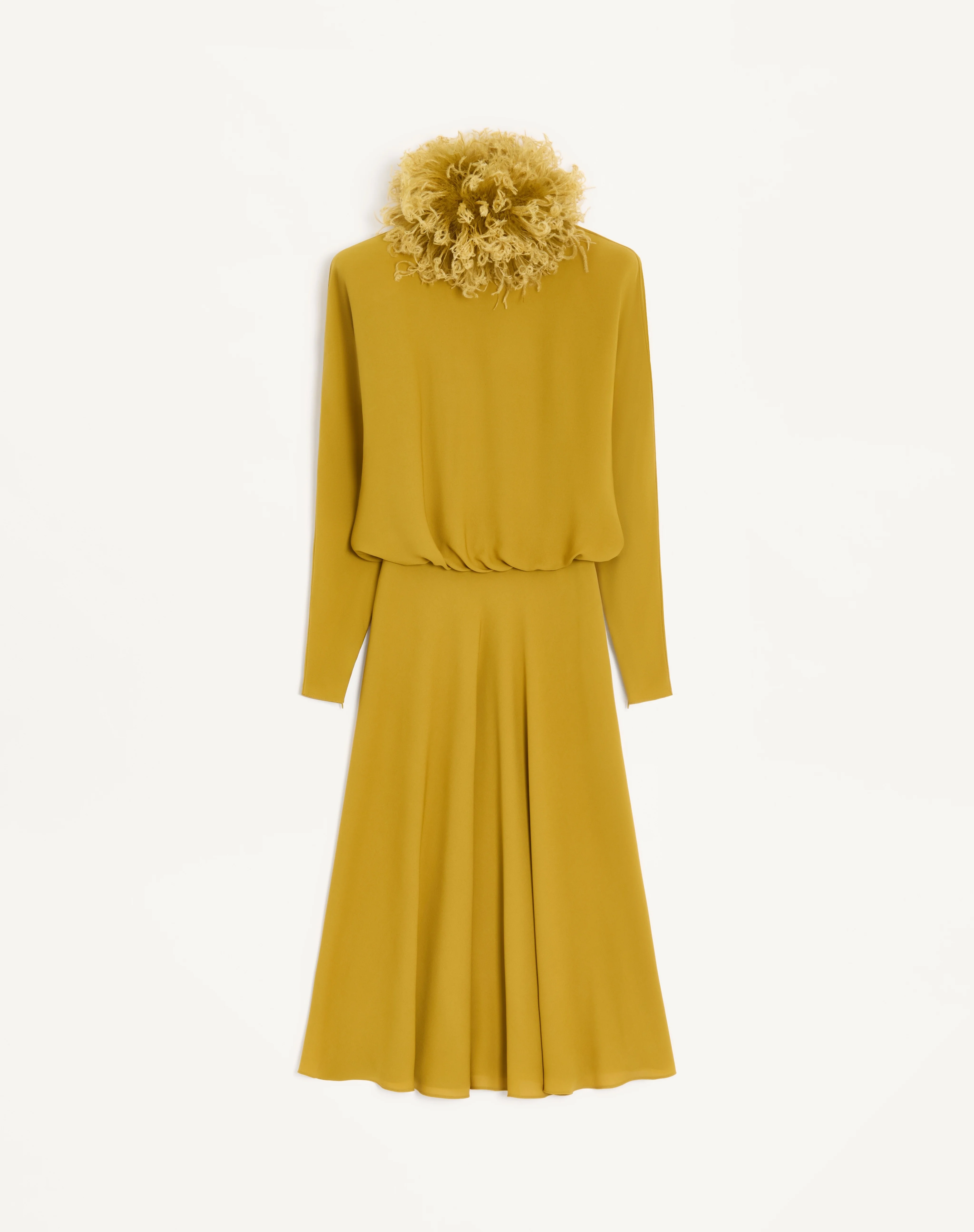 MIDI DRESS IN GEORGETTE WITH FEATHERS - 1