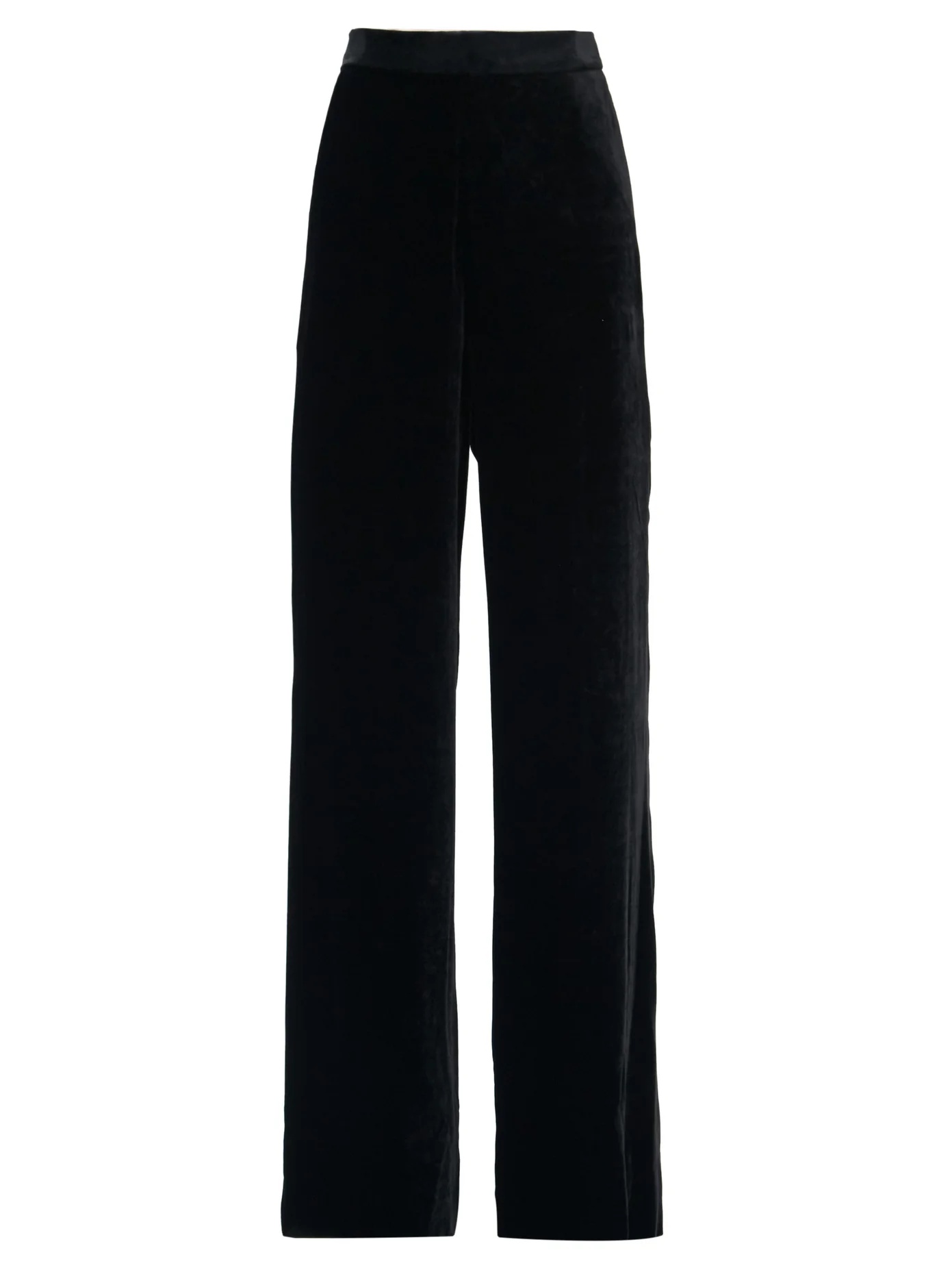 High-rise velvet wide-leg trousers - 1