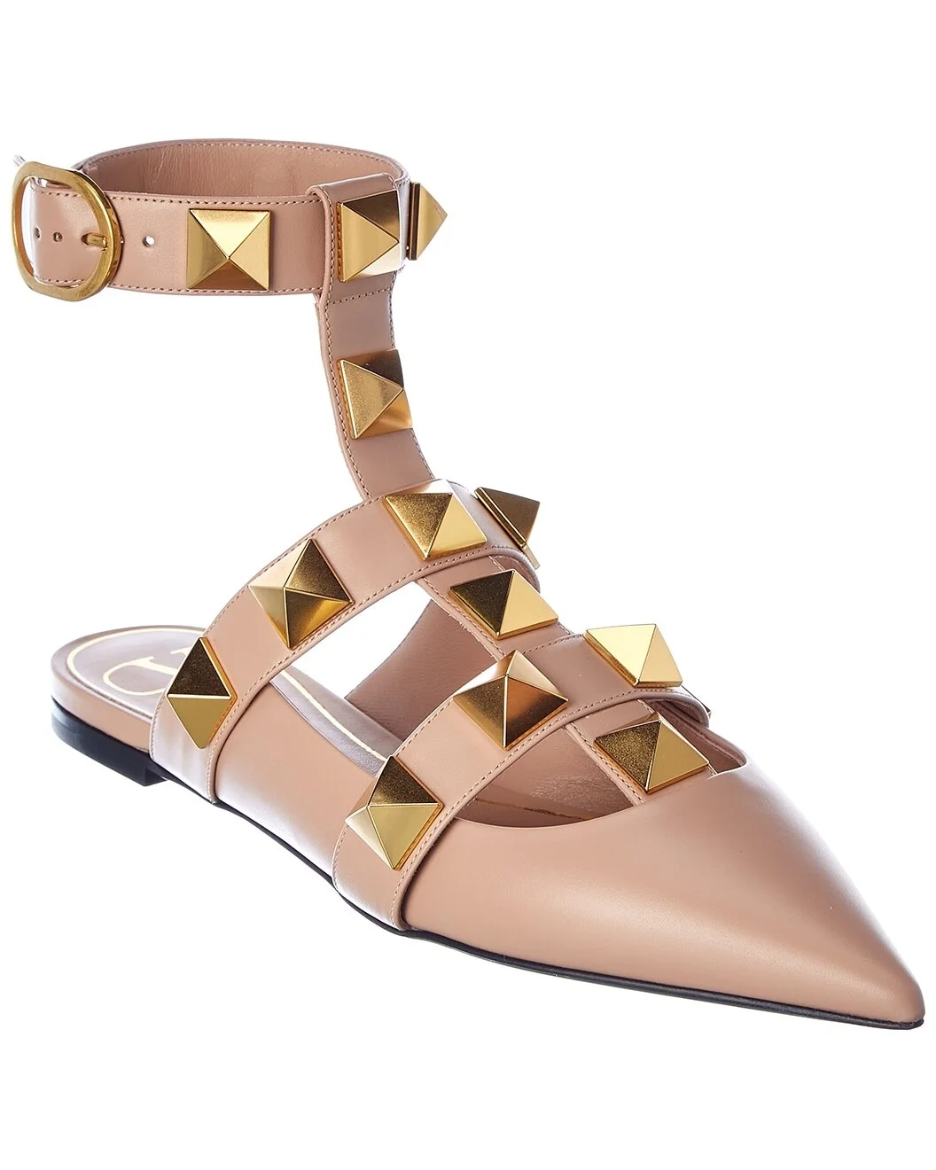 Valentino Roman Stud Leather Ankle Strap Flat - 1