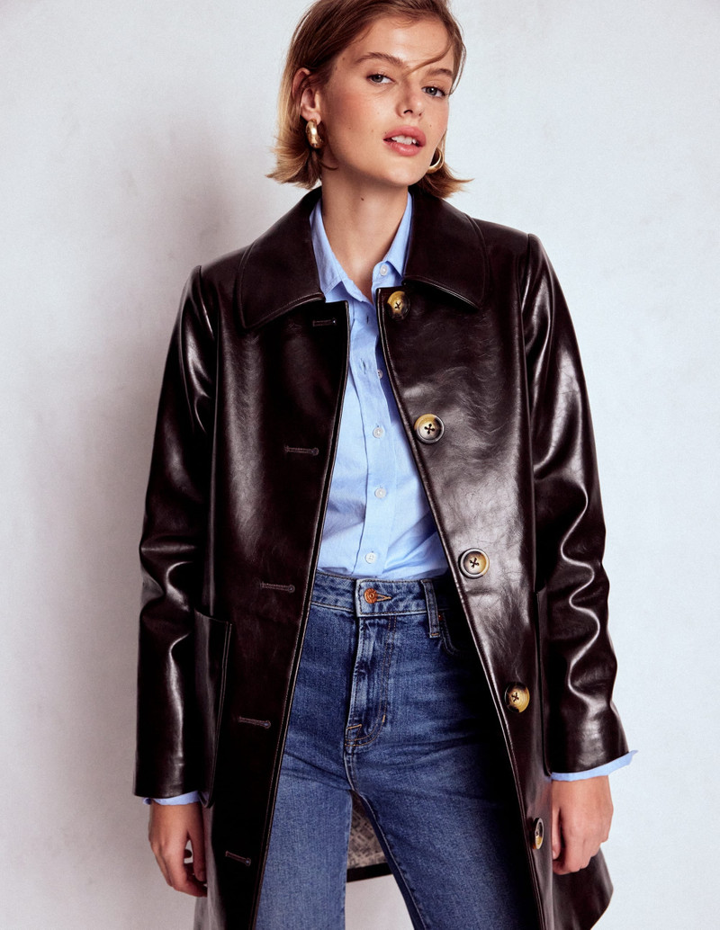 Carlisle Faux Leather Coat-Dark Cherry 5