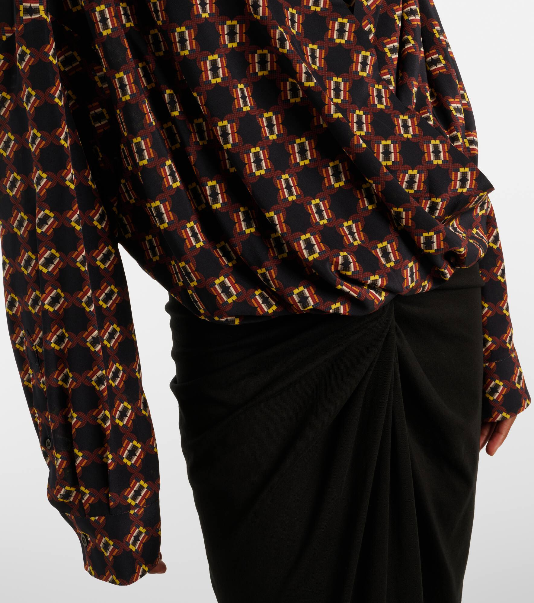 Draped printed silk top - 5