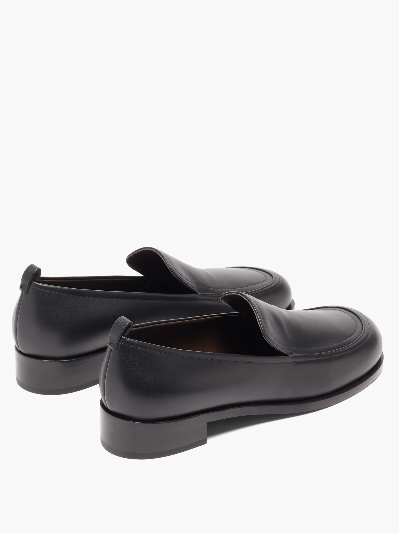 Topstitched leather loafers - 4