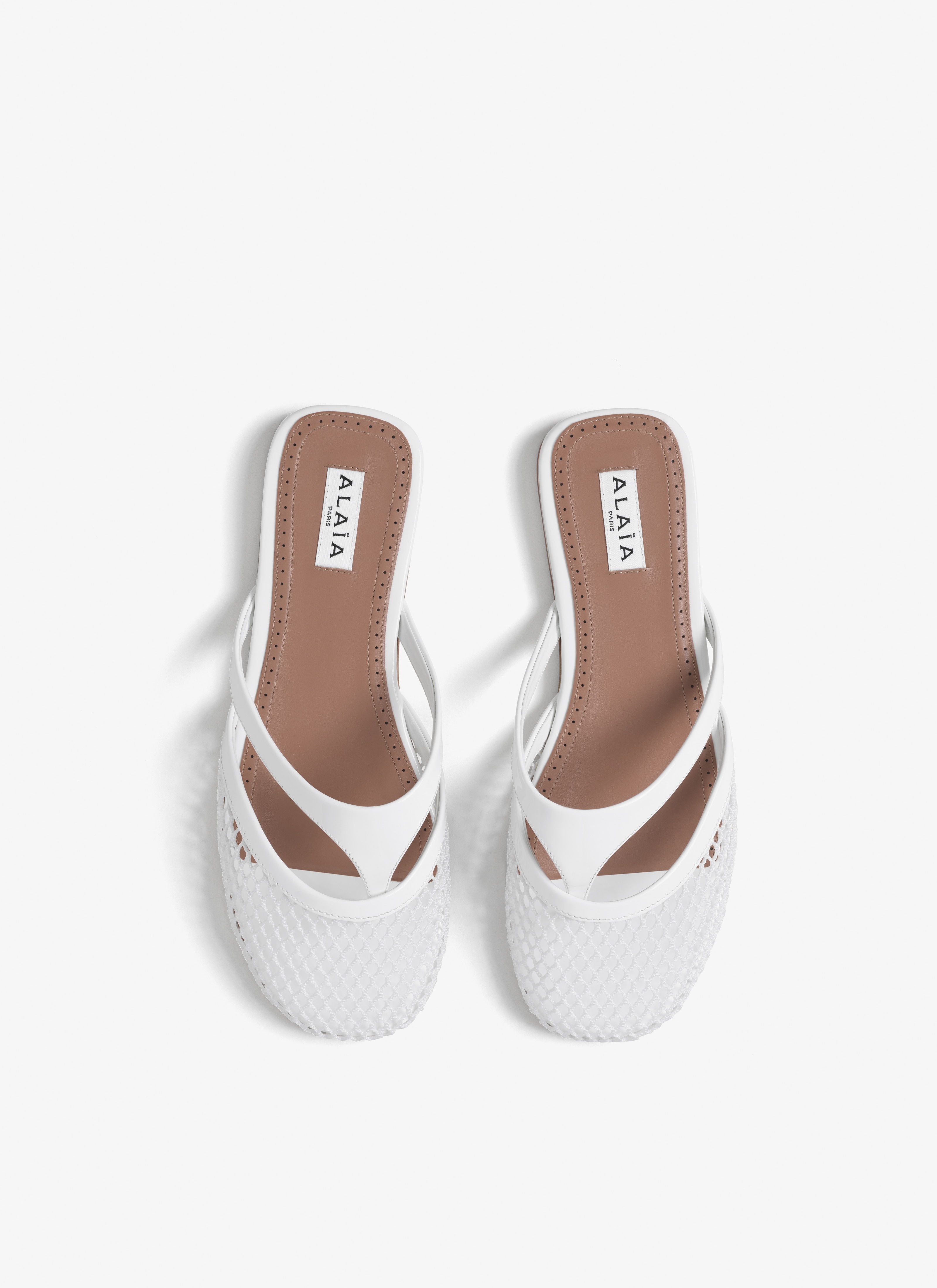 INFRADITO FLAT MULES IN FISHNET AND LEATHER - 3