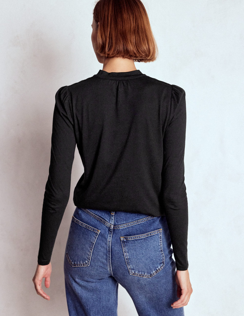 Tie Neck Supersoft Top-Black 4