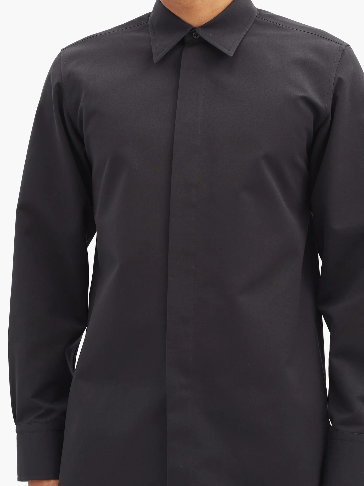 Curved-hem cotton-blend poplin shirt - 3