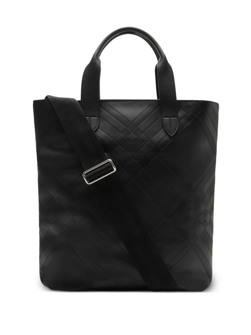 embossed check tote bag - 2