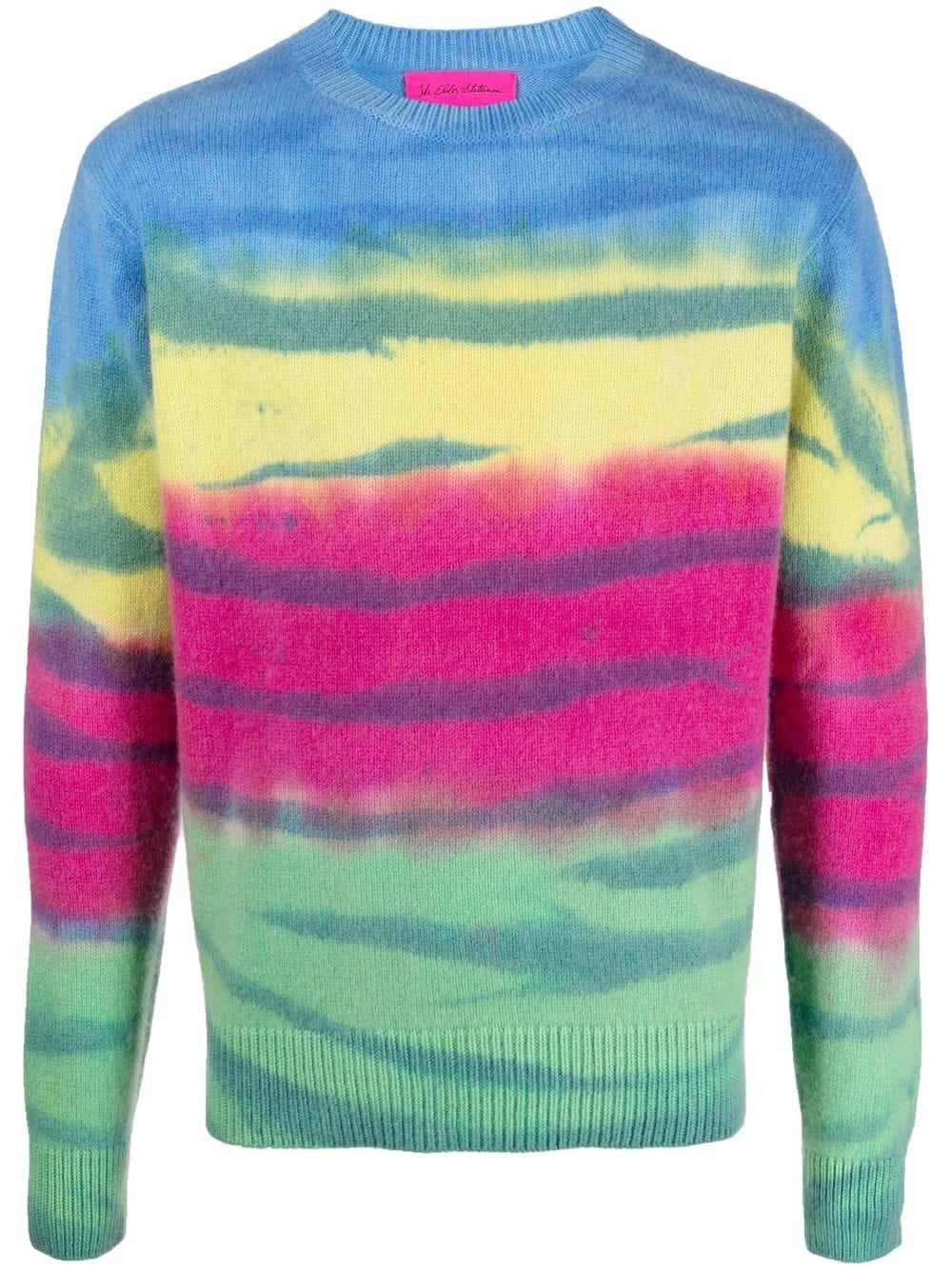 striped tie-dye cashmere jumper - 1