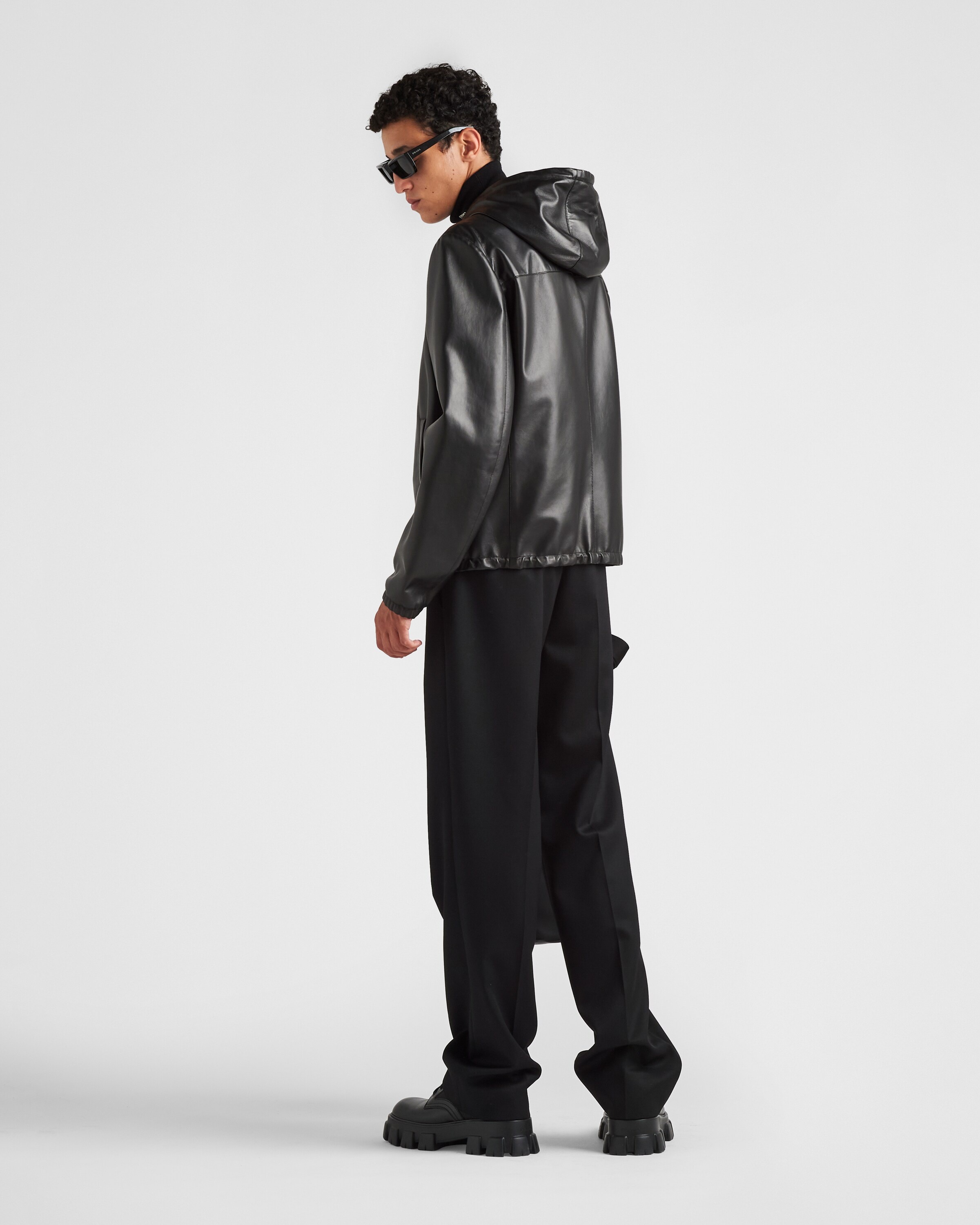 Reversible nappa and nylon blouson jacket - 5