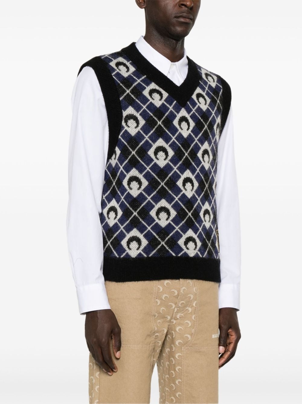 Moon Argyle knit vest - 3