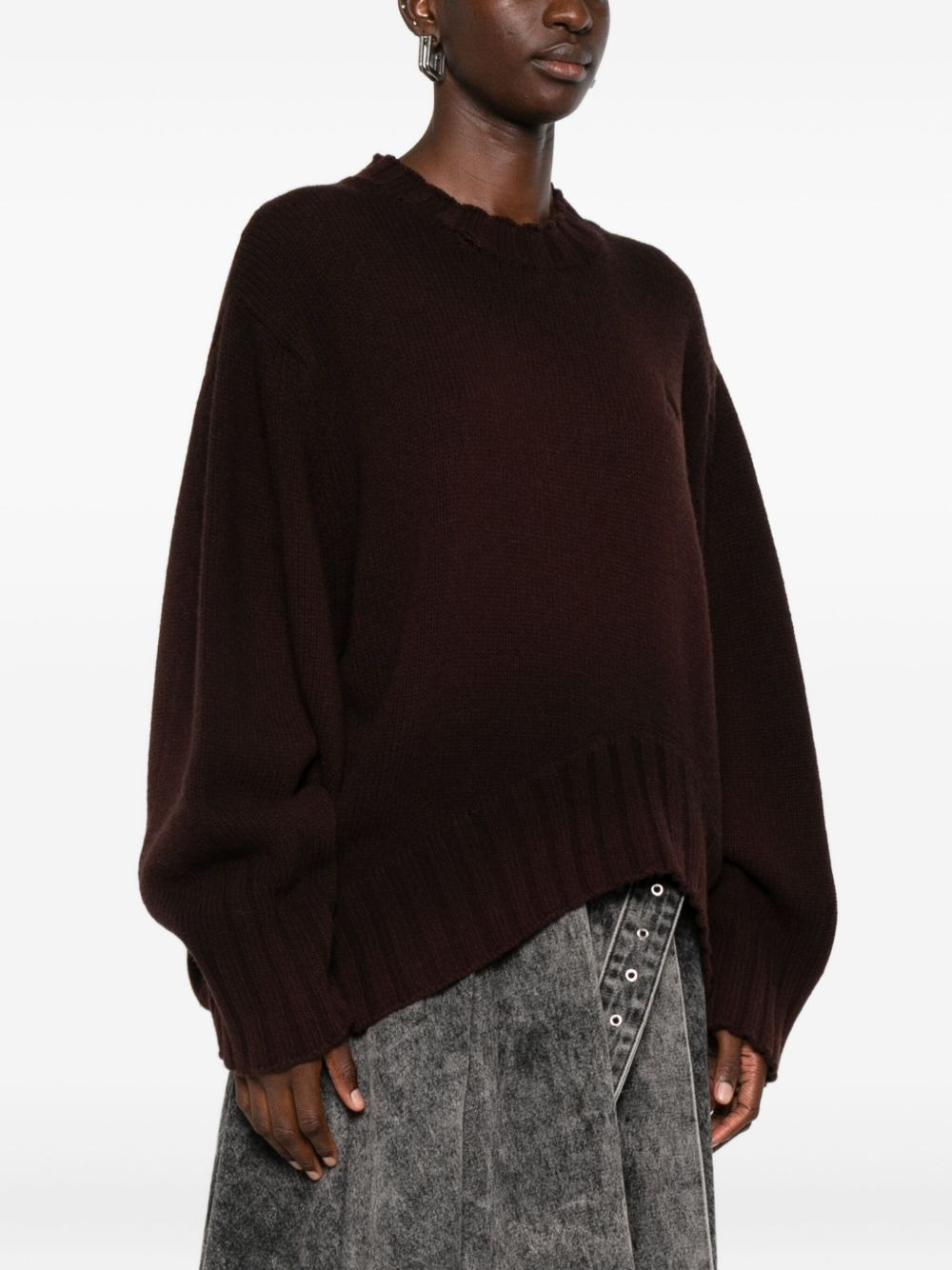 asymmetric ribbed-knit sweater - 3