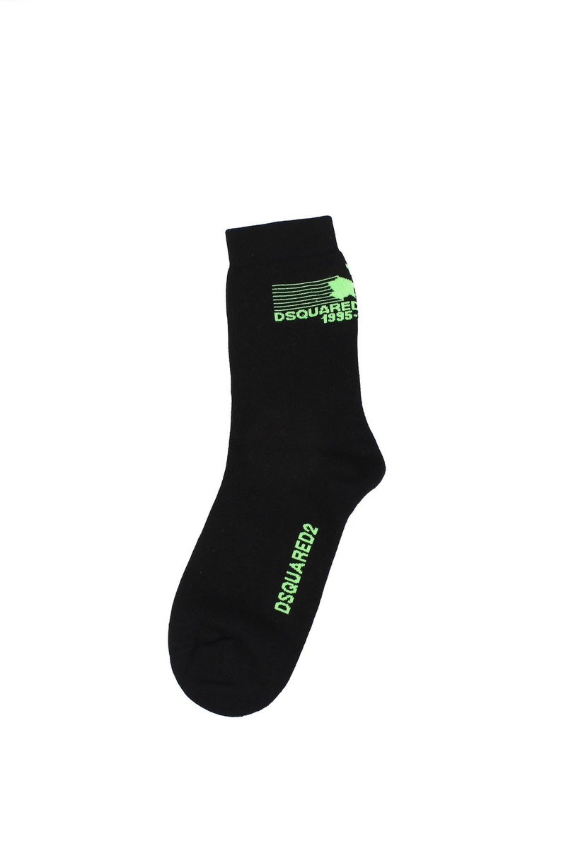 Socks Cotton Black Fluo Green 1