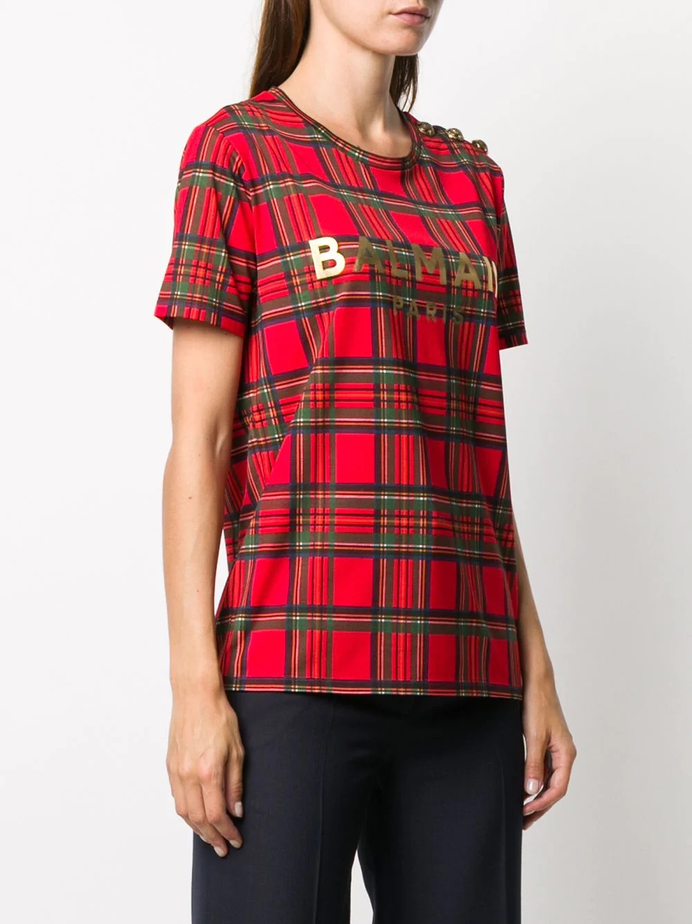 tartan logo-print T-shirt - 3