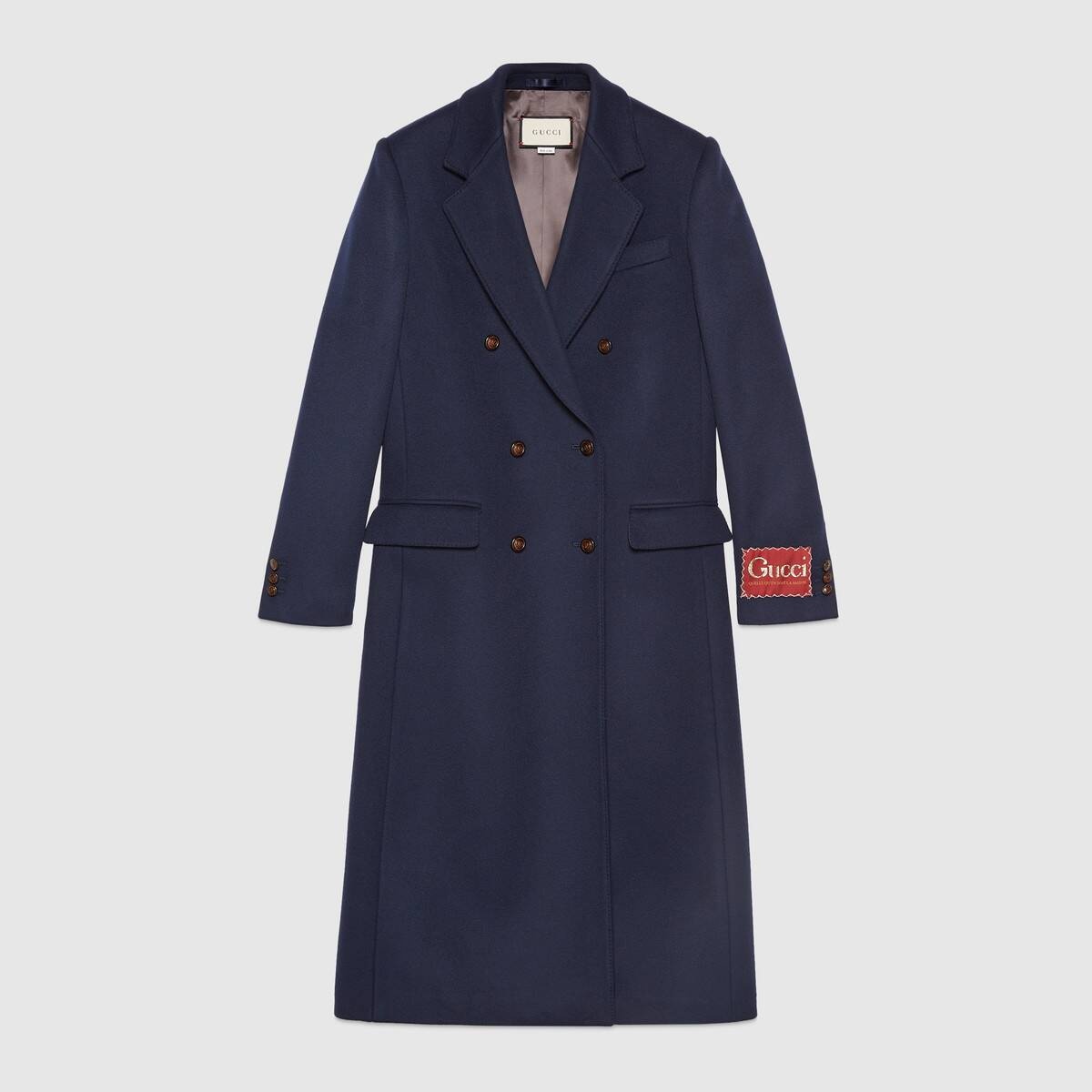 Wool coat with Gucci label - 1