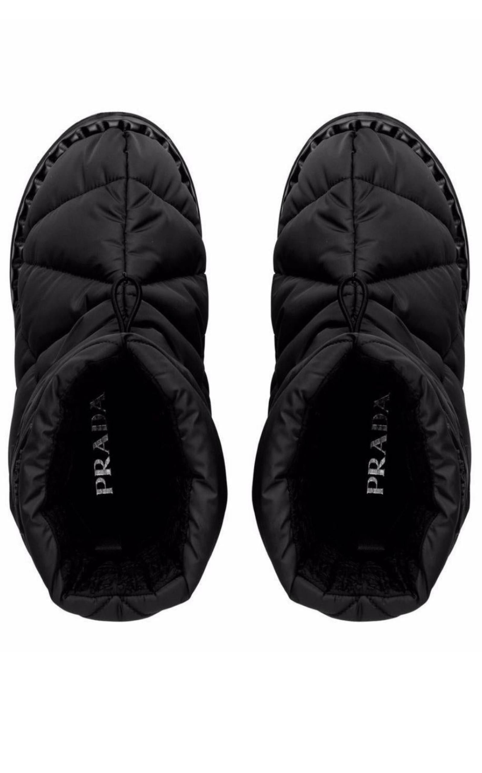 Black Quilted Nylon Drawstring Ankle Boots - 5