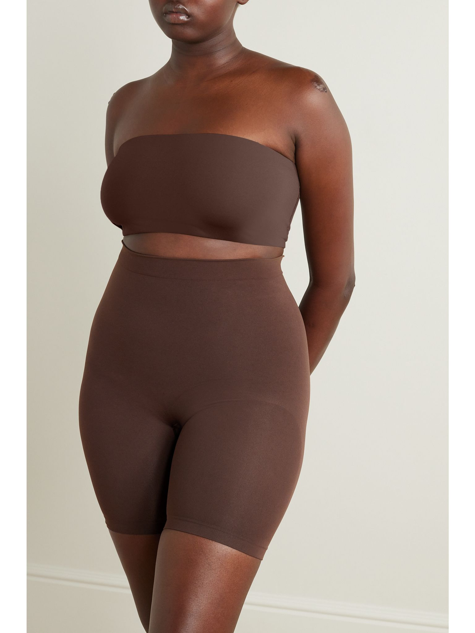 Seamless Sculpt Mid Thigh Shorts - Cocoa Brown - 2
