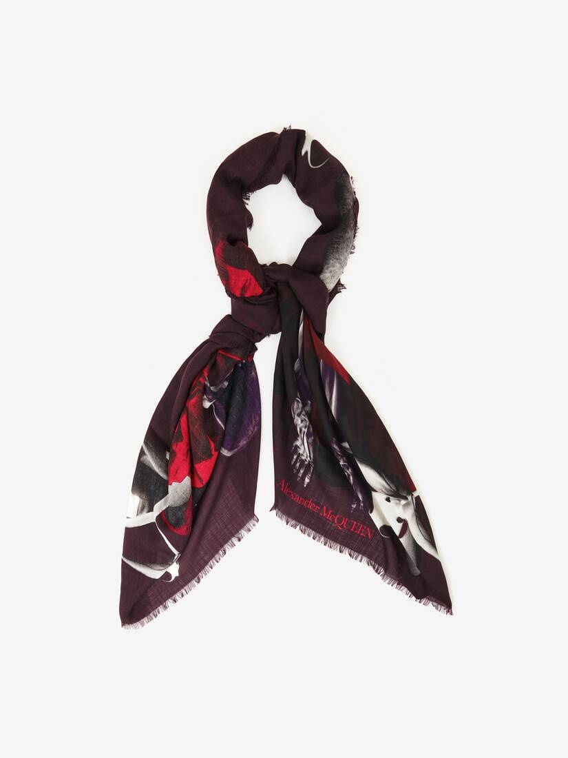 Women's Orchid Skeleton Dress Shawl in Nightshade/red - 2