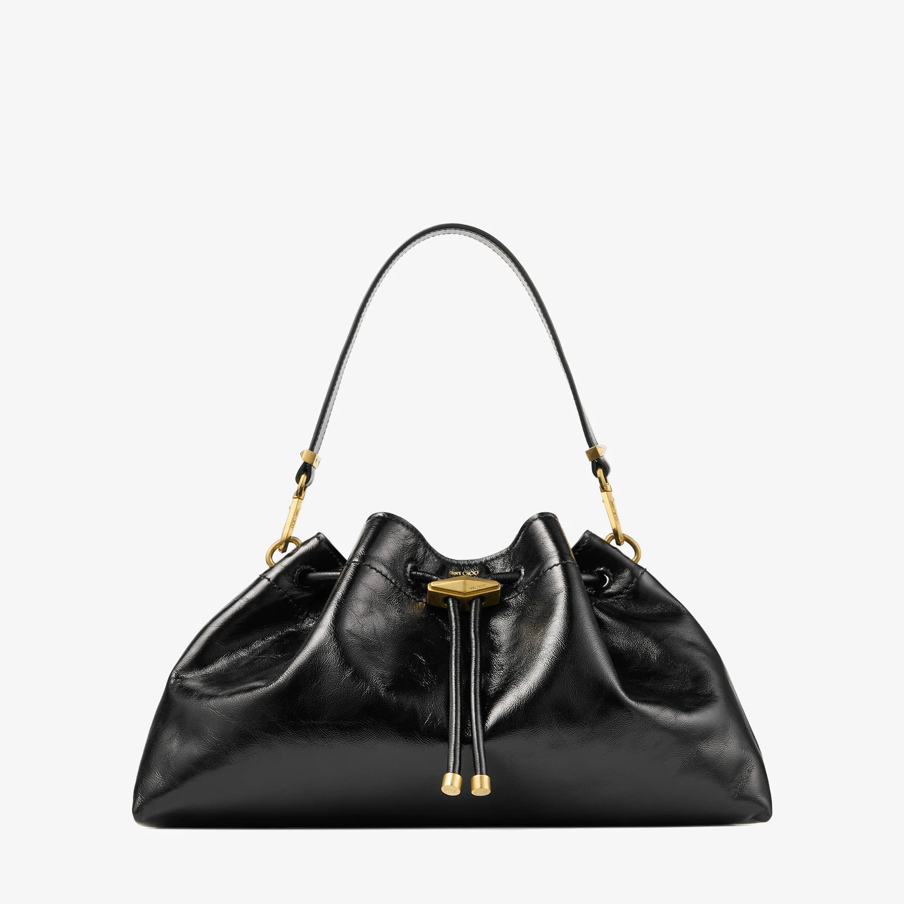 Cinch Medium Black Soft Shiny Biker Leather Shoulder Bag - 1