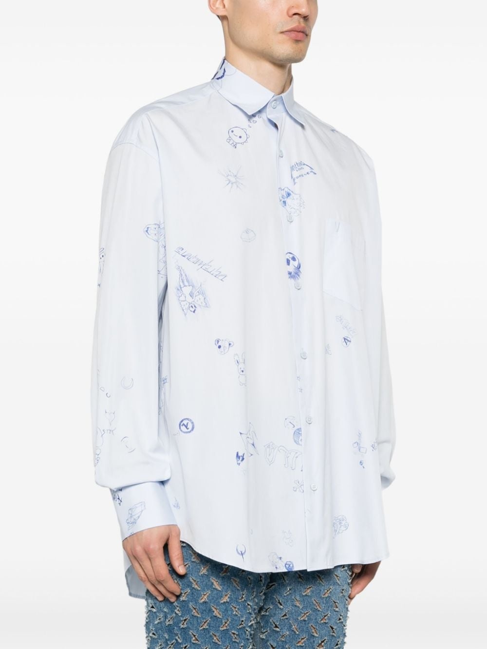Scribble-print cotton shirt - 4