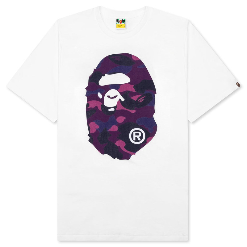 COLOR CAMO BIG APE HEAD TEE - WHITE/PURPLE - 1