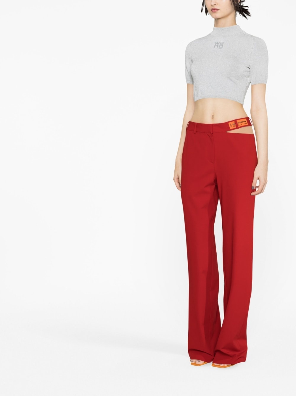 cut-out detail straight-leg trousers - 2