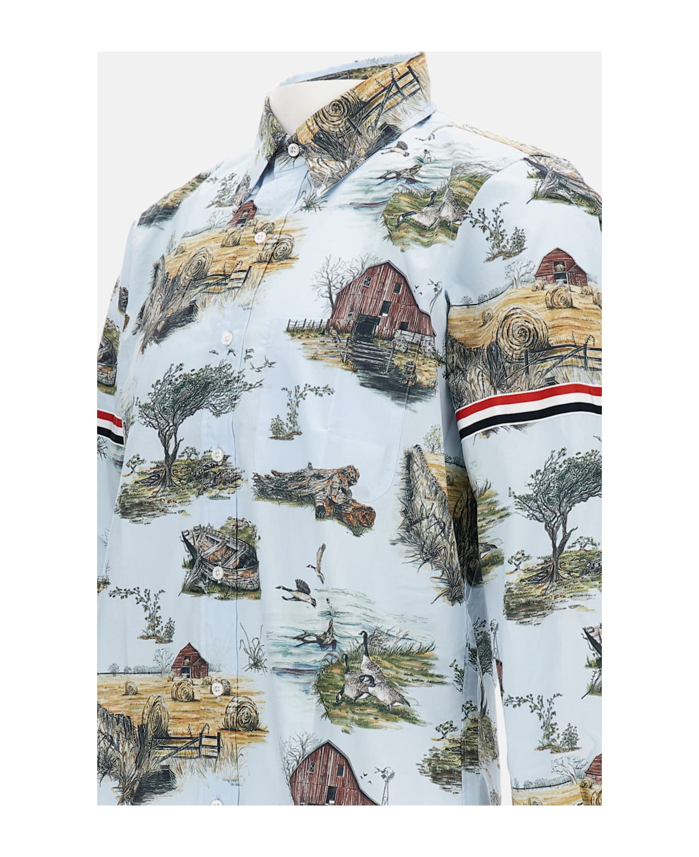 Graphic Straight Fit Shirt W/gg Armband In Scenic Toile Small Cotton Popeline - 3