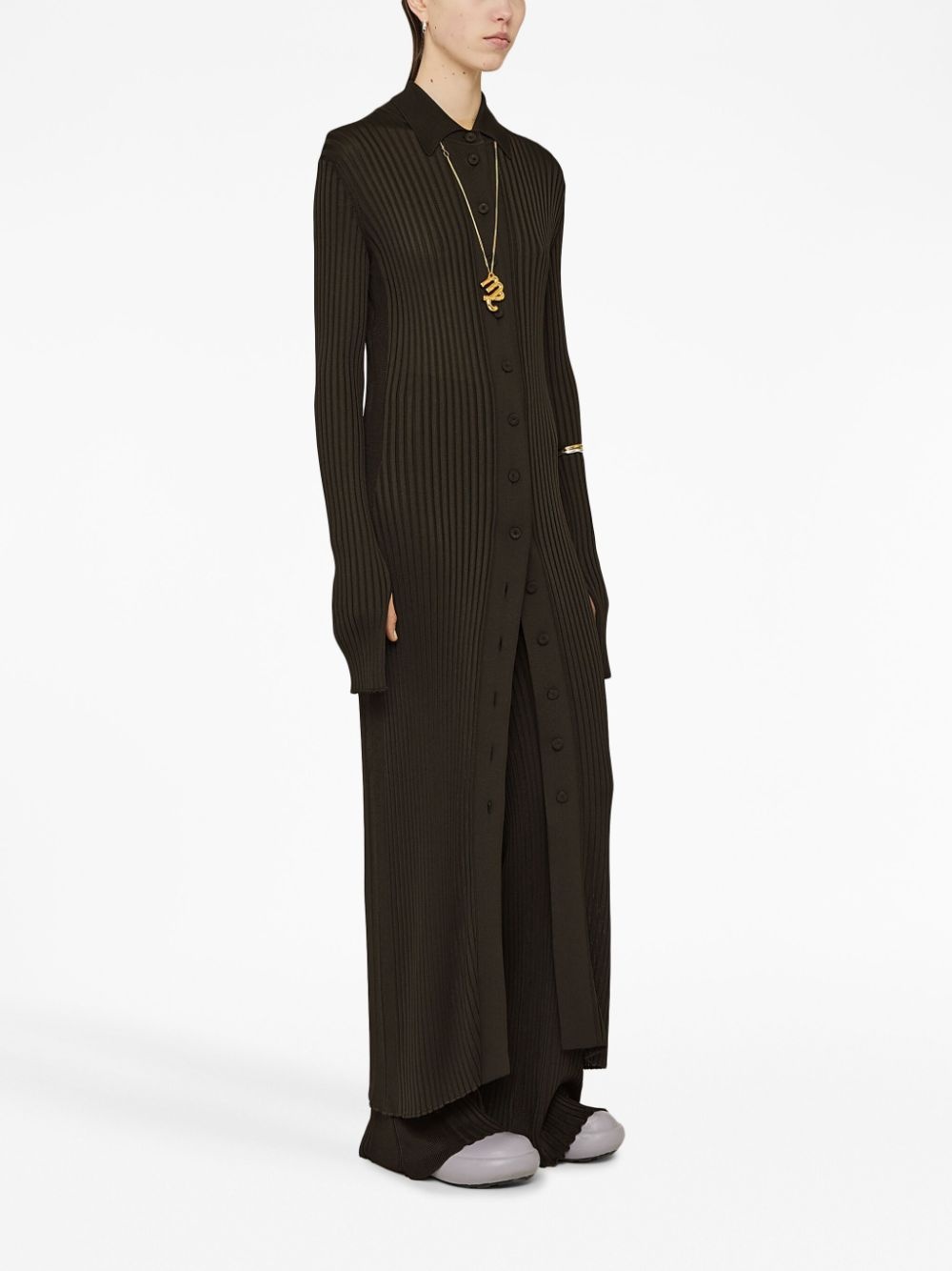 chunky ribbed flared-hem trousers - 3